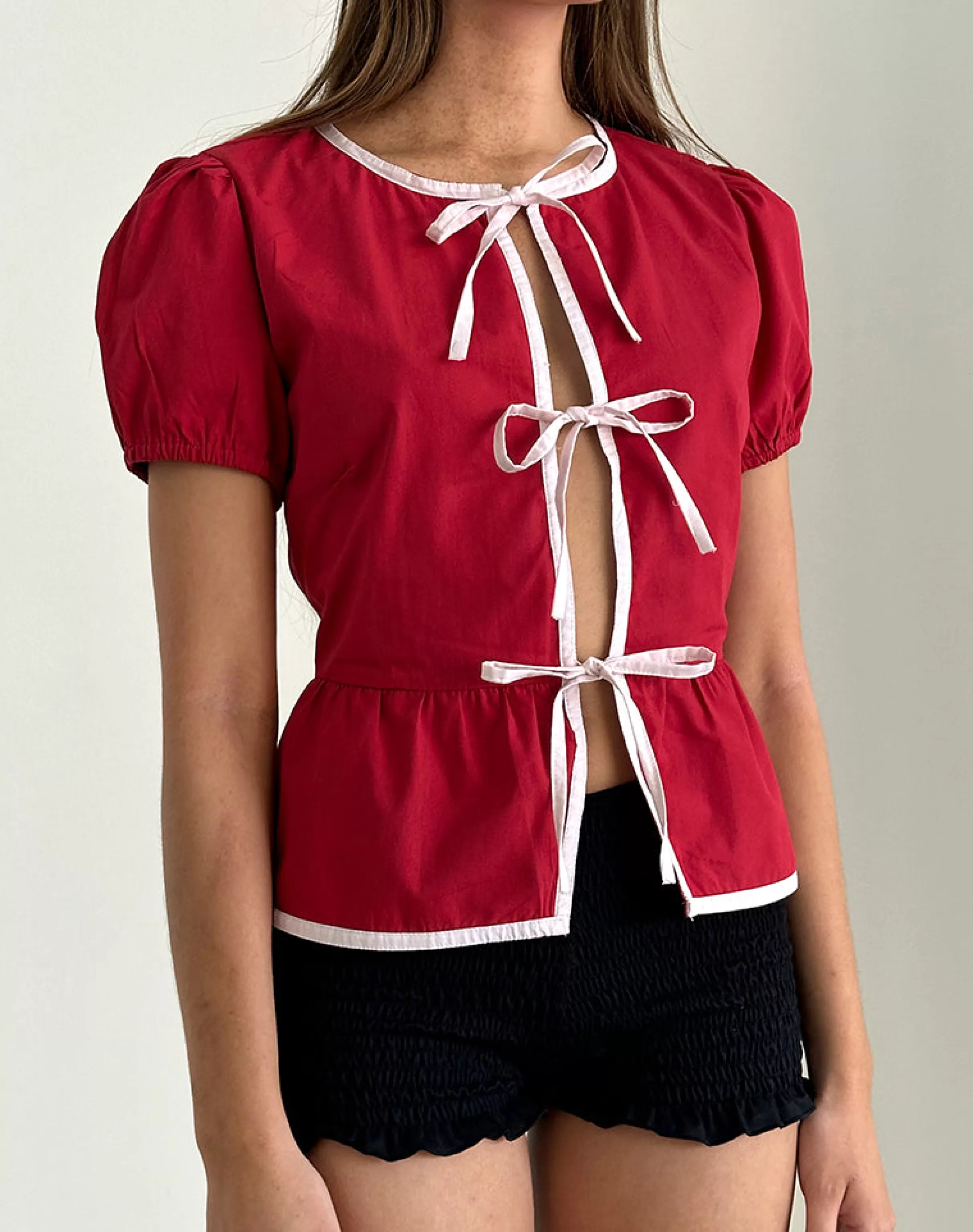 Clearance Ryota Tie Front Blouse In GOING OUT TOPS | SHIRTS AND BLOUSES