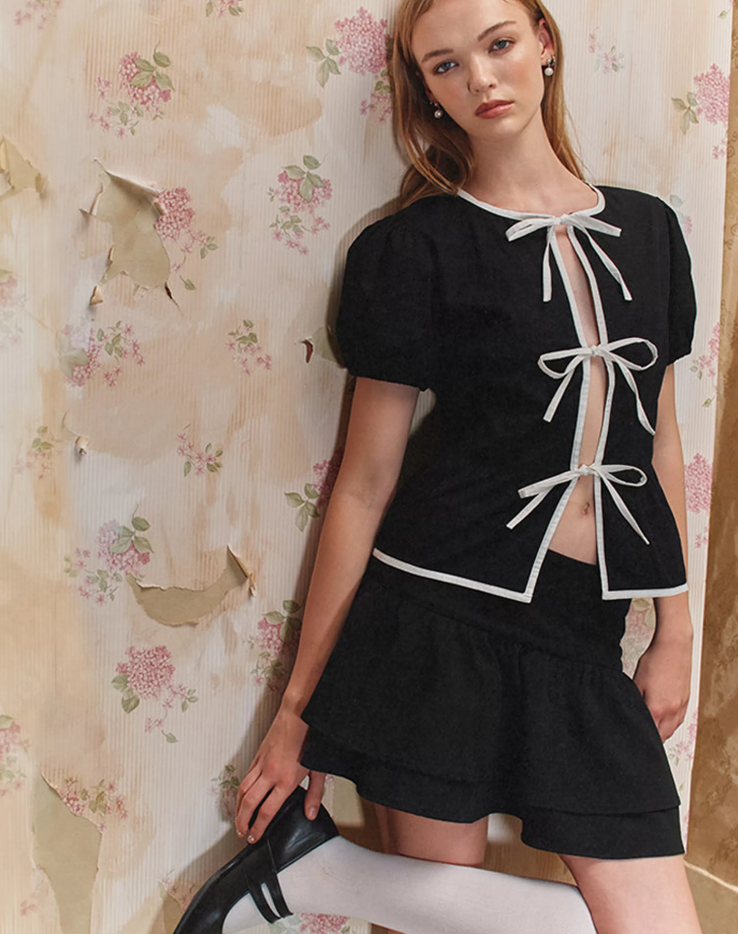 Hot Ryota Tie Front Blouse In SHIRTS AND BLOUSES