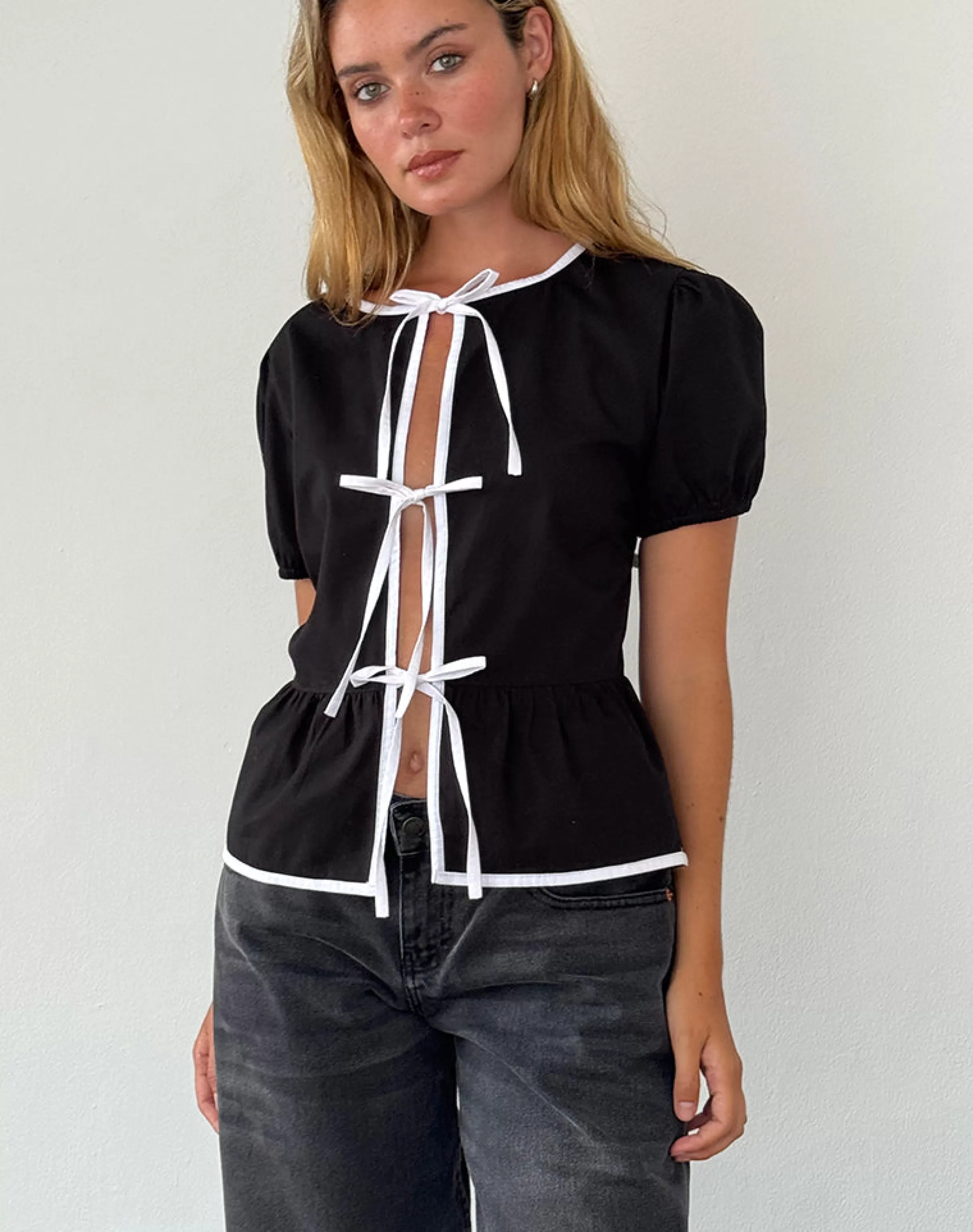 Hot Ryota Tie Front Blouse In SHIRTS AND BLOUSES