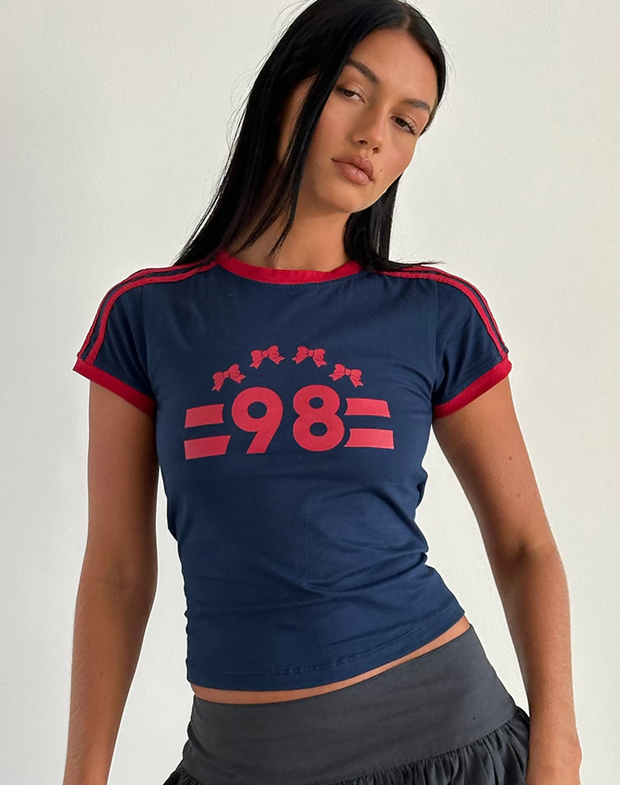 Best Salda Tee In Navy With Adrenaline Red Binding And '98' Emb TEES | PRINTED TOPS
