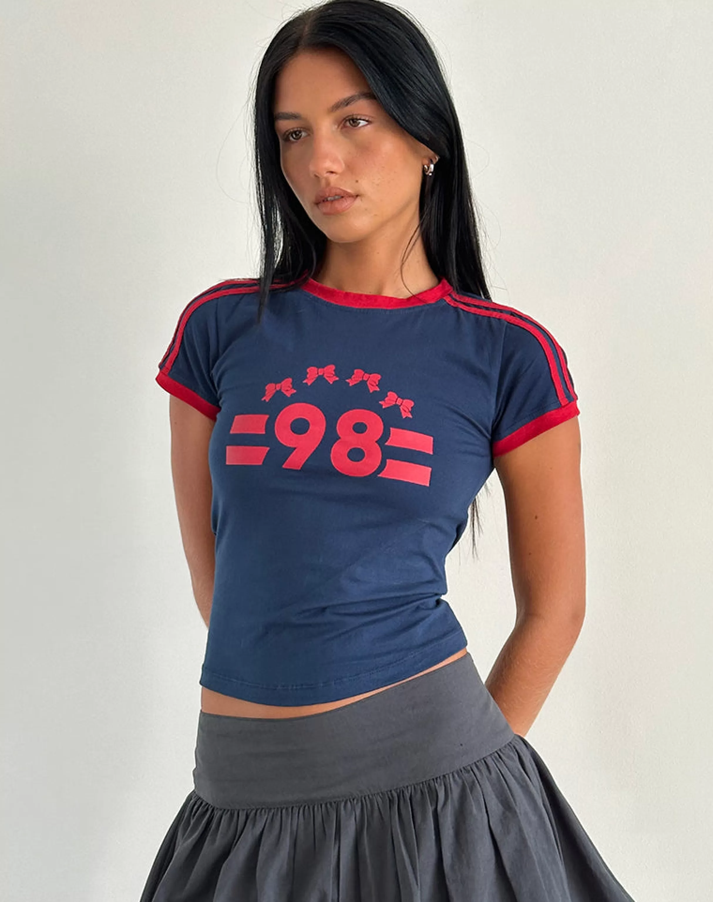 Best Salda Tee In Navy With Adrenaline Red Binding And '98' Emb TEES | PRINTED TOPS