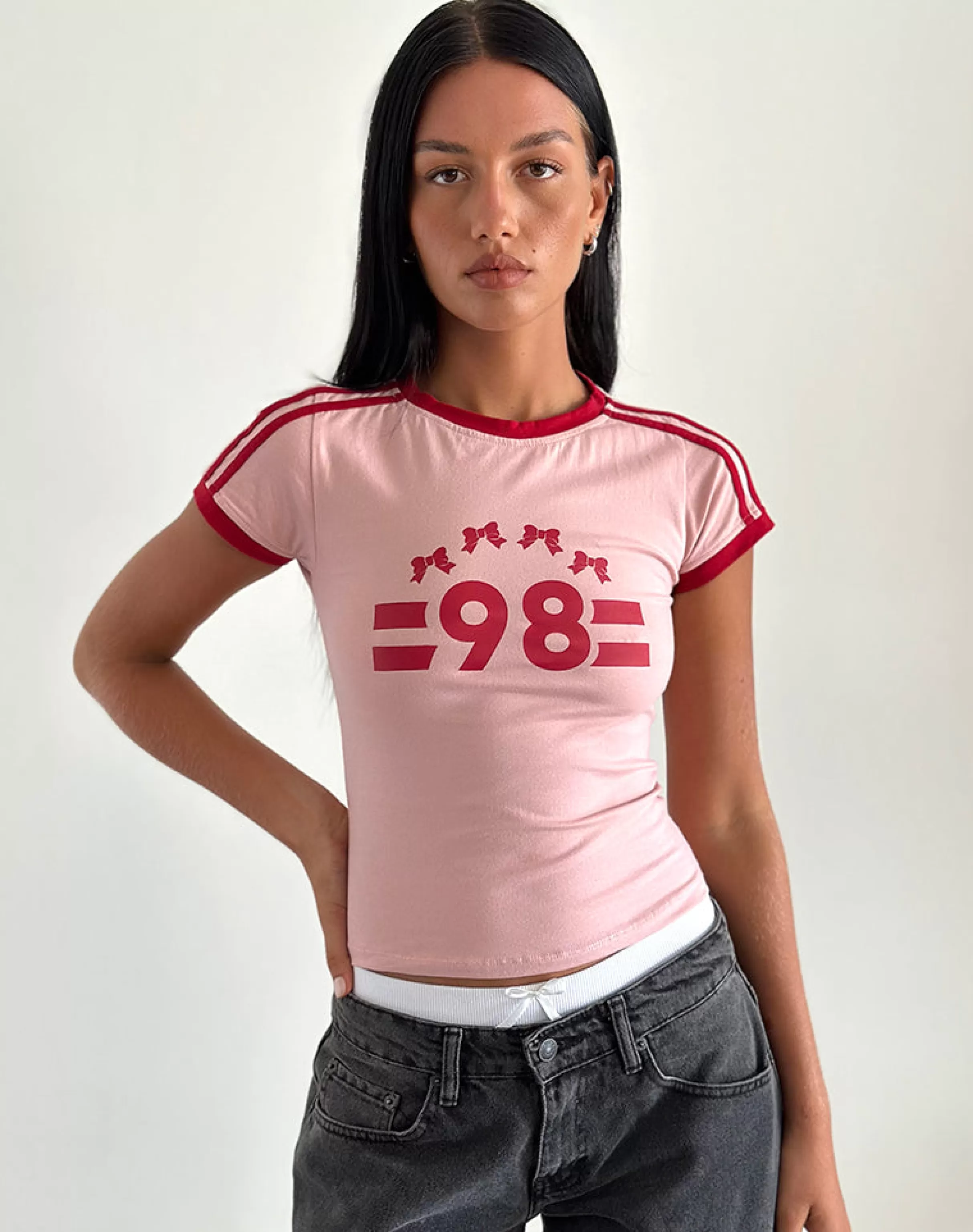 Cheap Salda Tee In Pink Lady With Adrenaline Red Binding And '98' Emb TEES | PRINTED TOPS