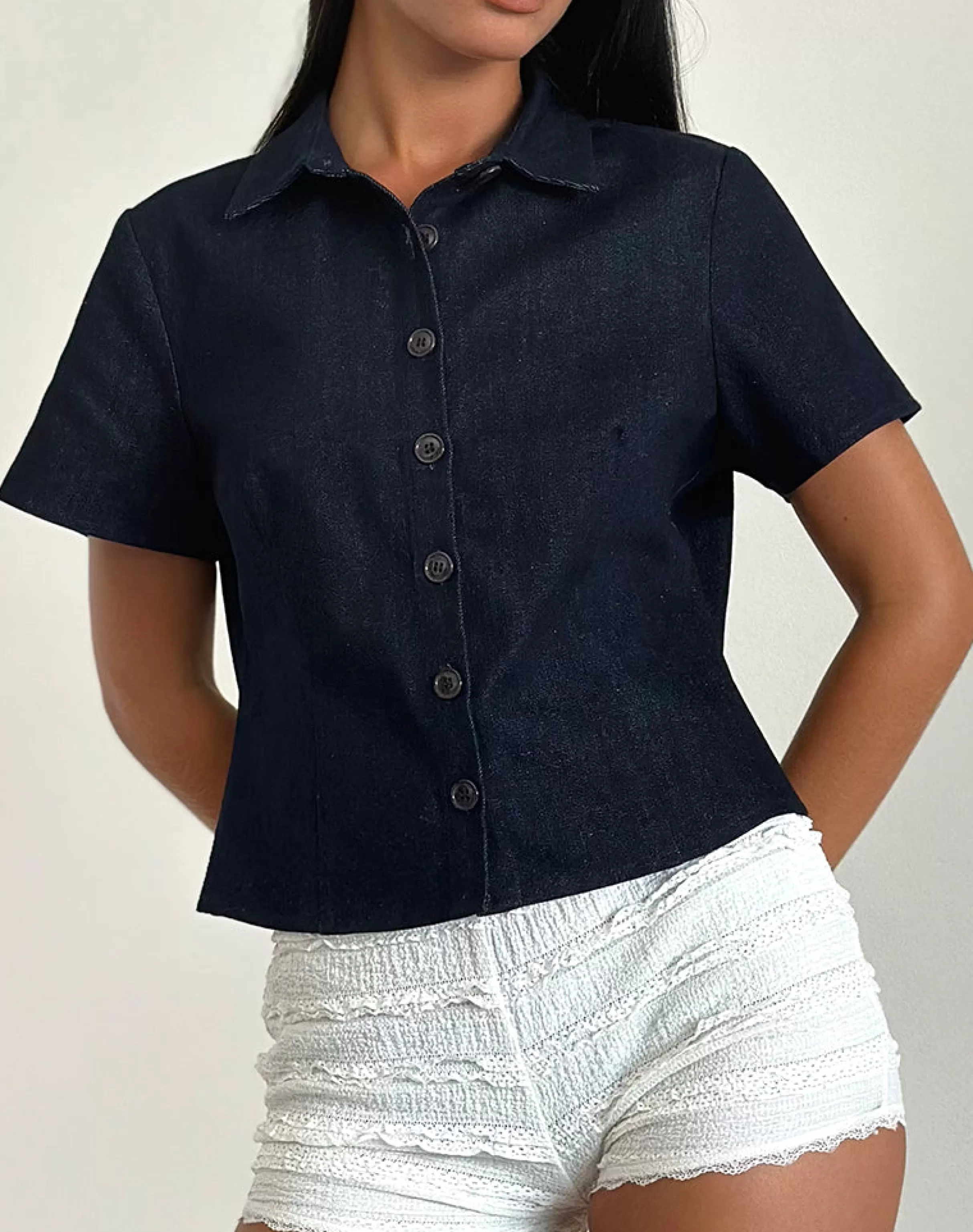 Flash Sale Samas Shirt In Dark Indigo STRAWBERRY MILK | SHIRTS AND BLOUSES