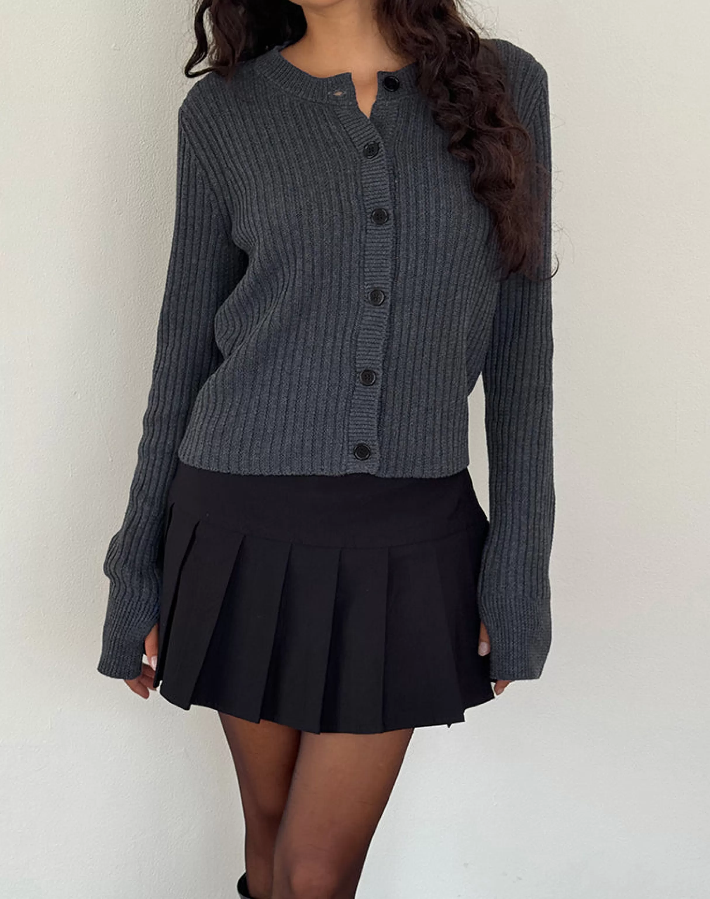 Cheap Samaya Knit Cardigan In Dark Charcoal CARDIGANS