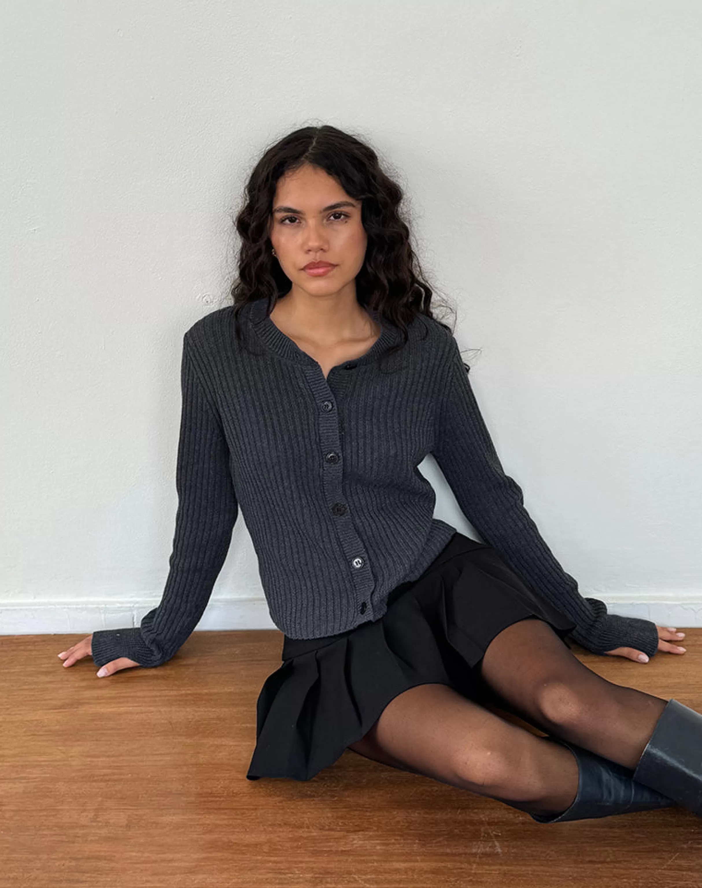 Cheap Samaya Knit Cardigan In Dark Charcoal CARDIGANS