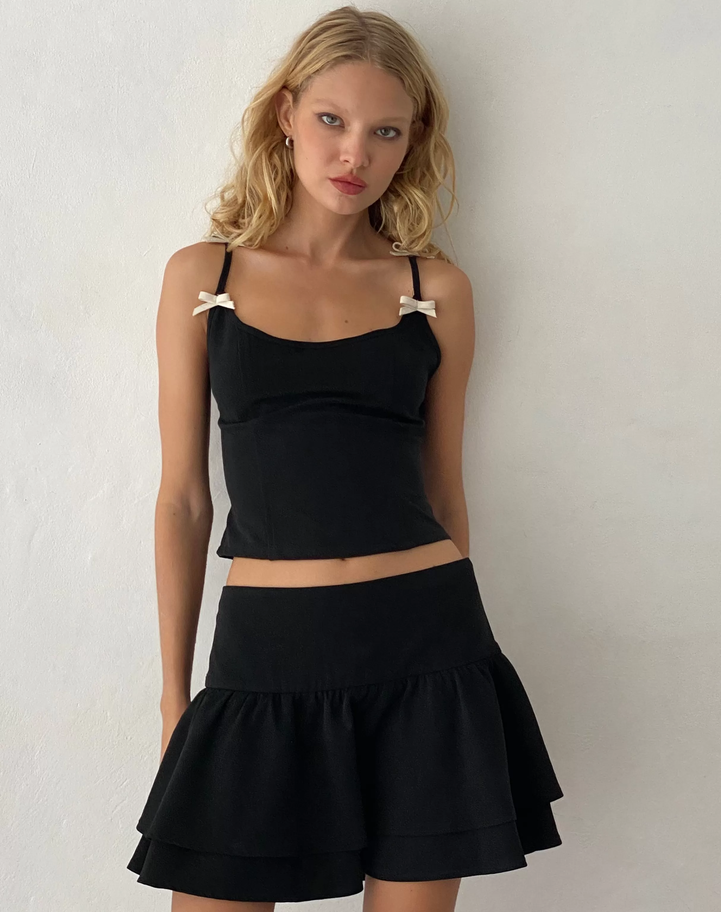New Samrina Pleated Tailored Mini Skirt In Black TAILORING | A LINE SKIRTS