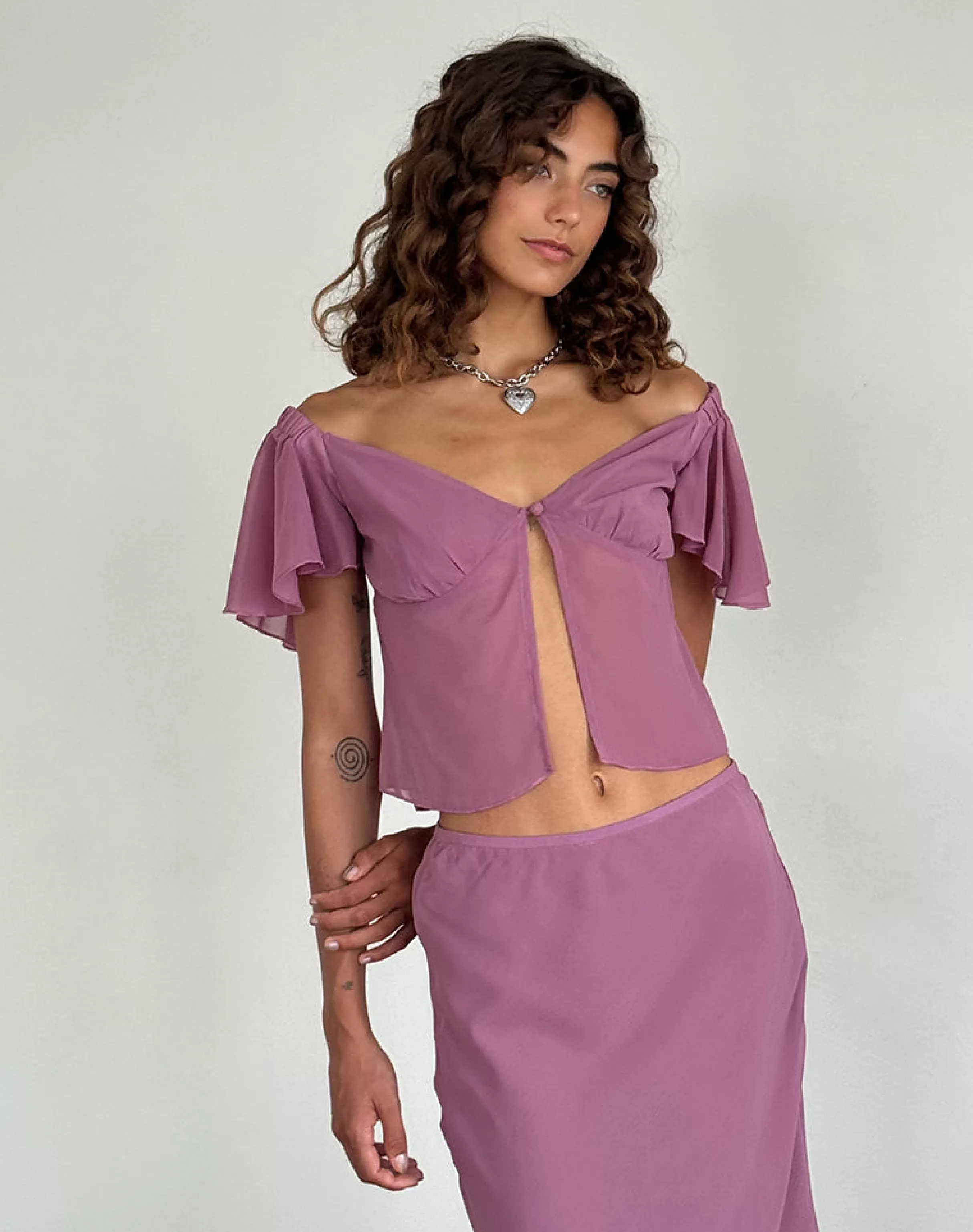 Sale Samsiar Top In Chiffon Mauve NEVERMORE | CO-ORDS