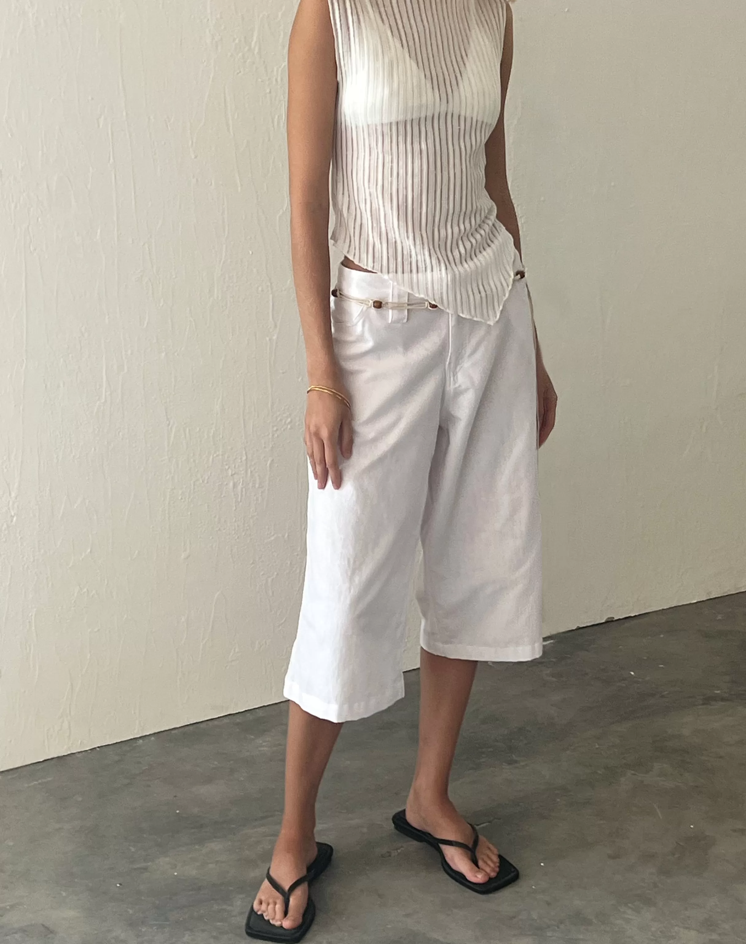 Best Saomy Longline Shorts In White WIDE LEG TROUSERS