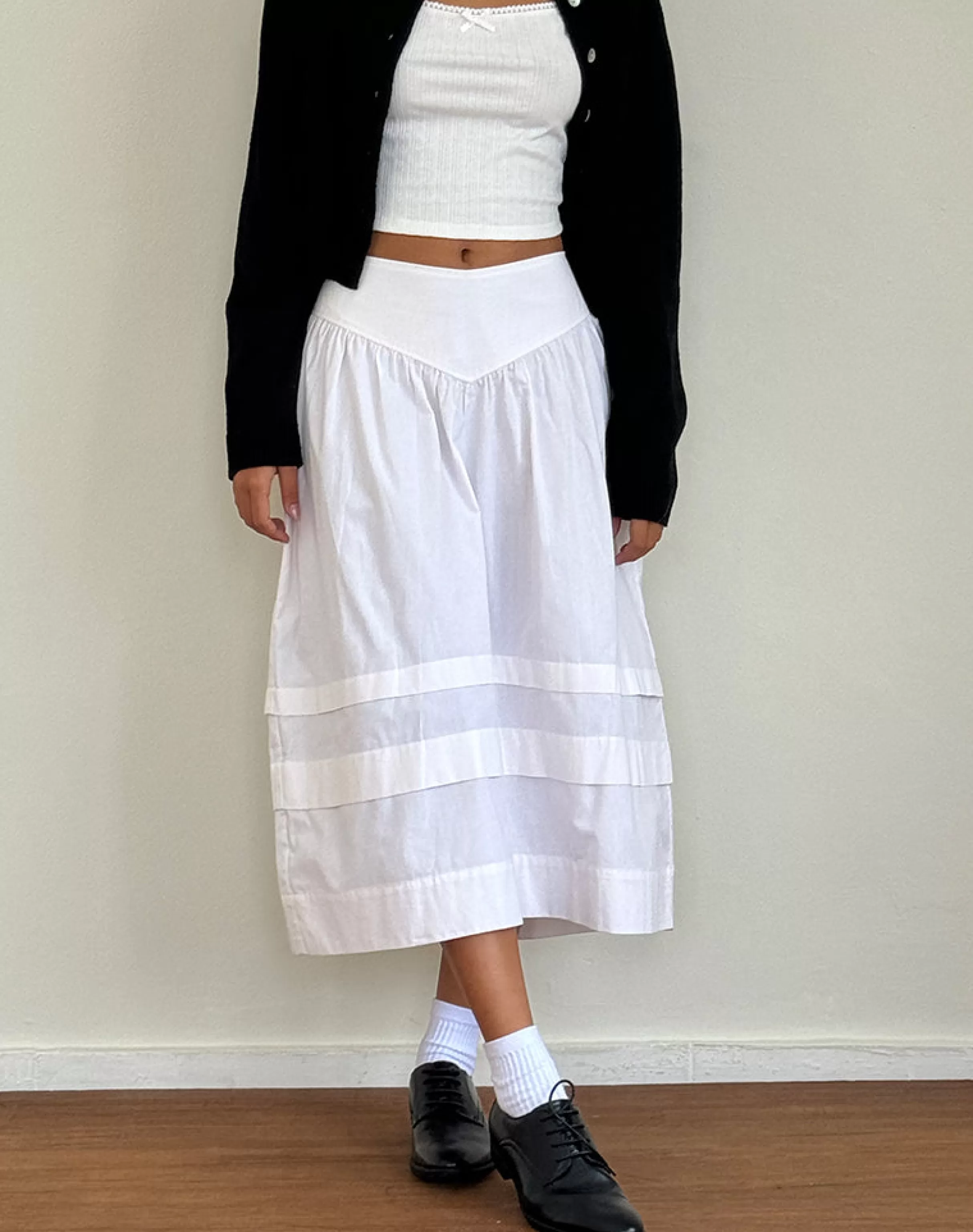 Sale Sarayu Midi Skirt In Poplin White SWEET AS PIE | MIDI SKIRTS