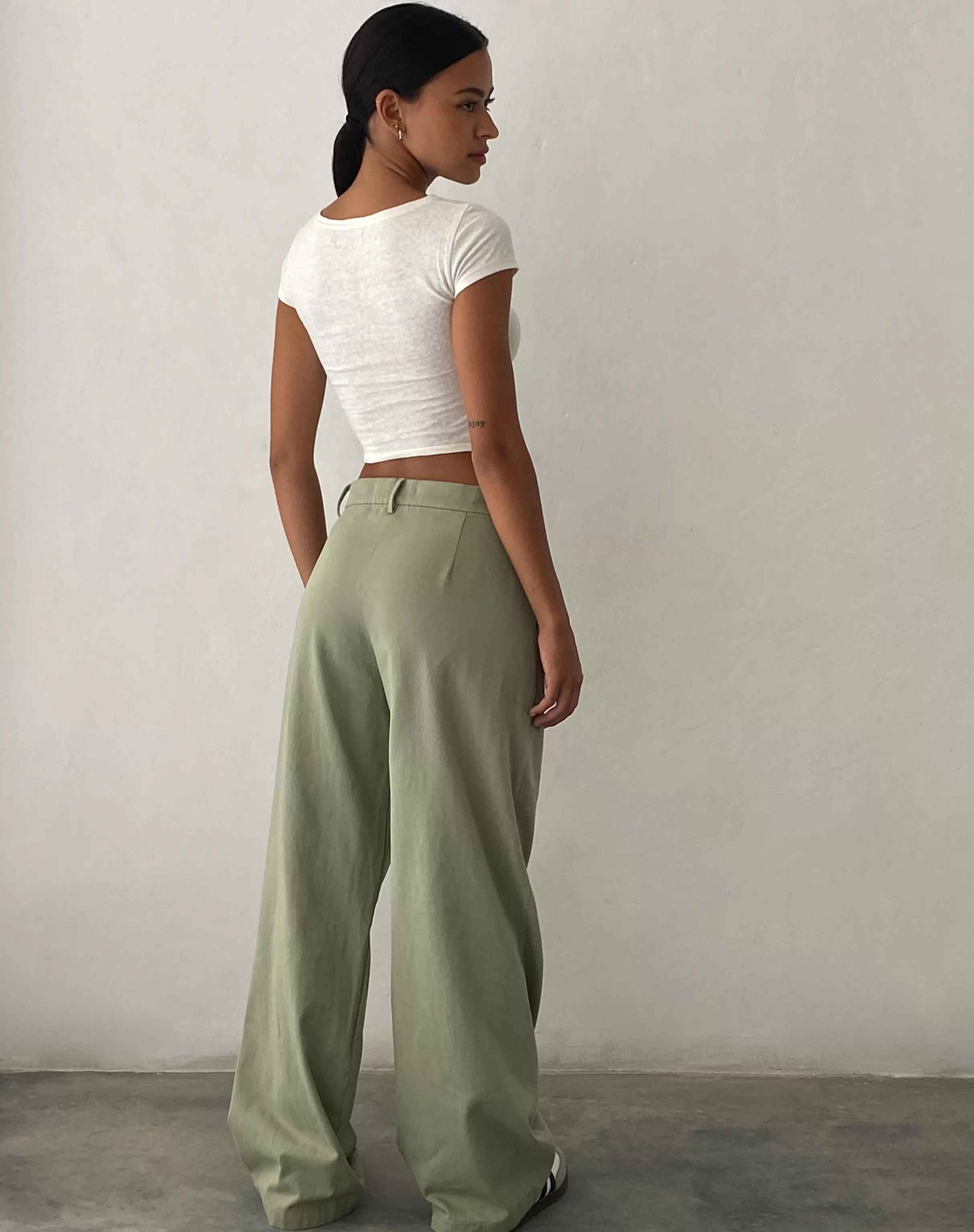 Hot Satria Extra Wide Trouser In Sage TAILORING | SALE TROUSERS