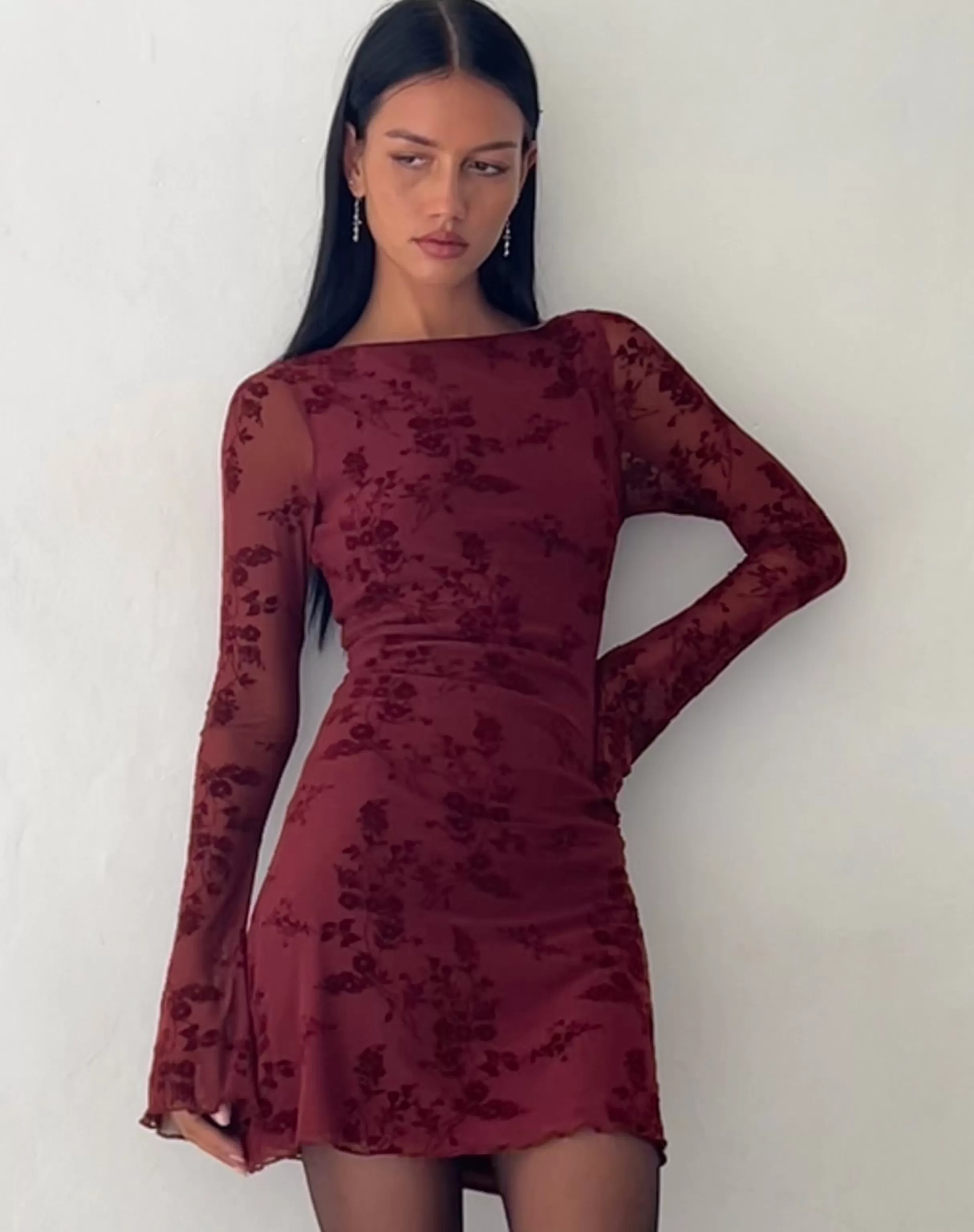 Cheap Sevila Long Sleeve Mini Dress In PARTY DRESSES | PRINTED DRESSES