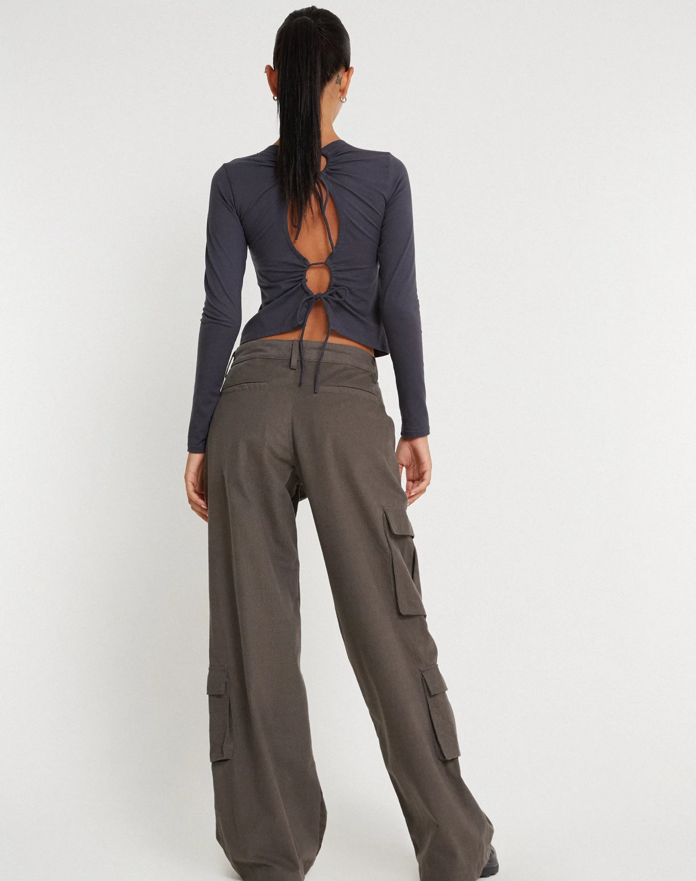 Hot Shan Wide Leg Trouser In Dark Grey WIDE LEG TROUSERS