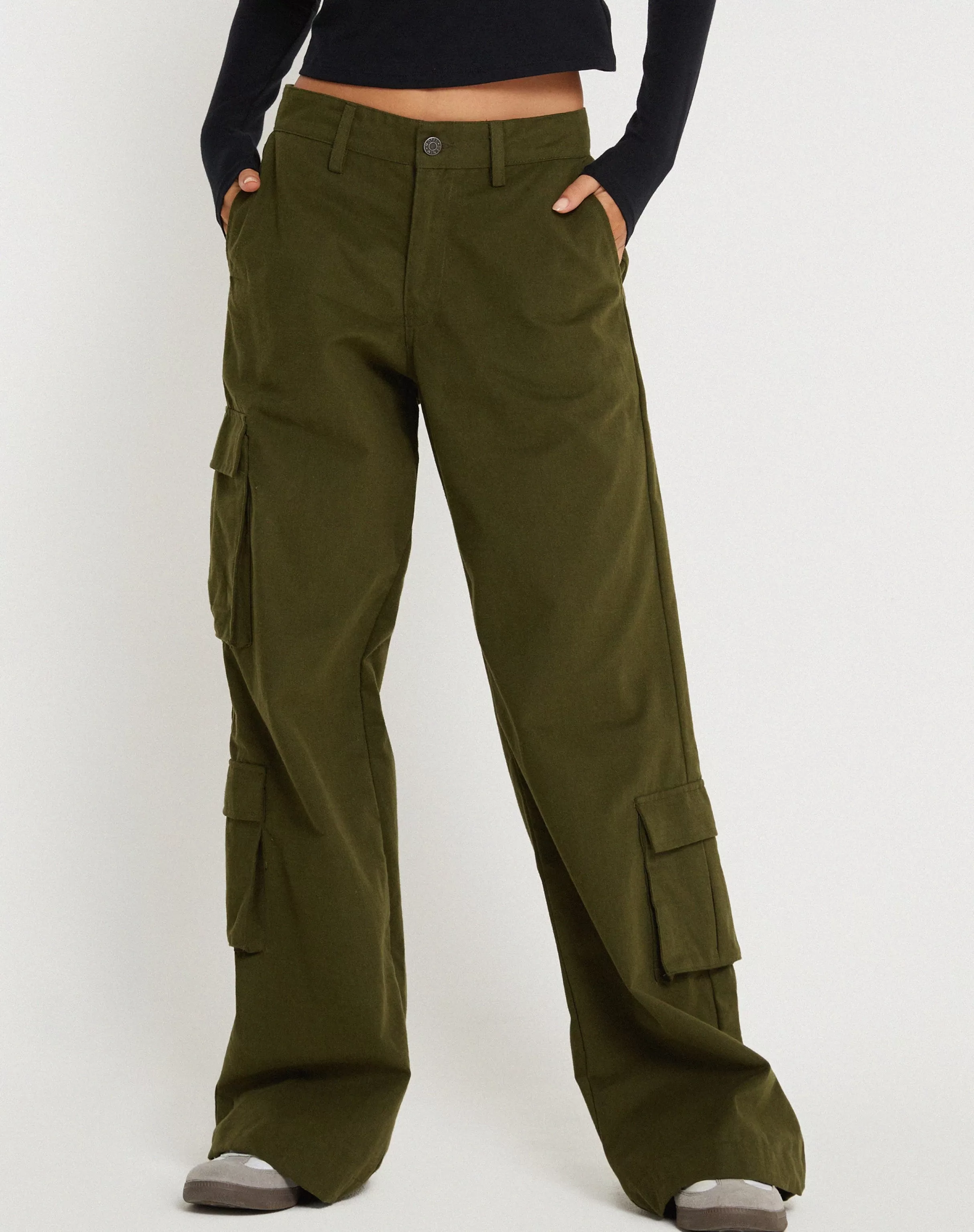 Shop Shan Wide Leg Trouser In Dark Olive SALE TROUSERS | WIDE LEG TROUSERS