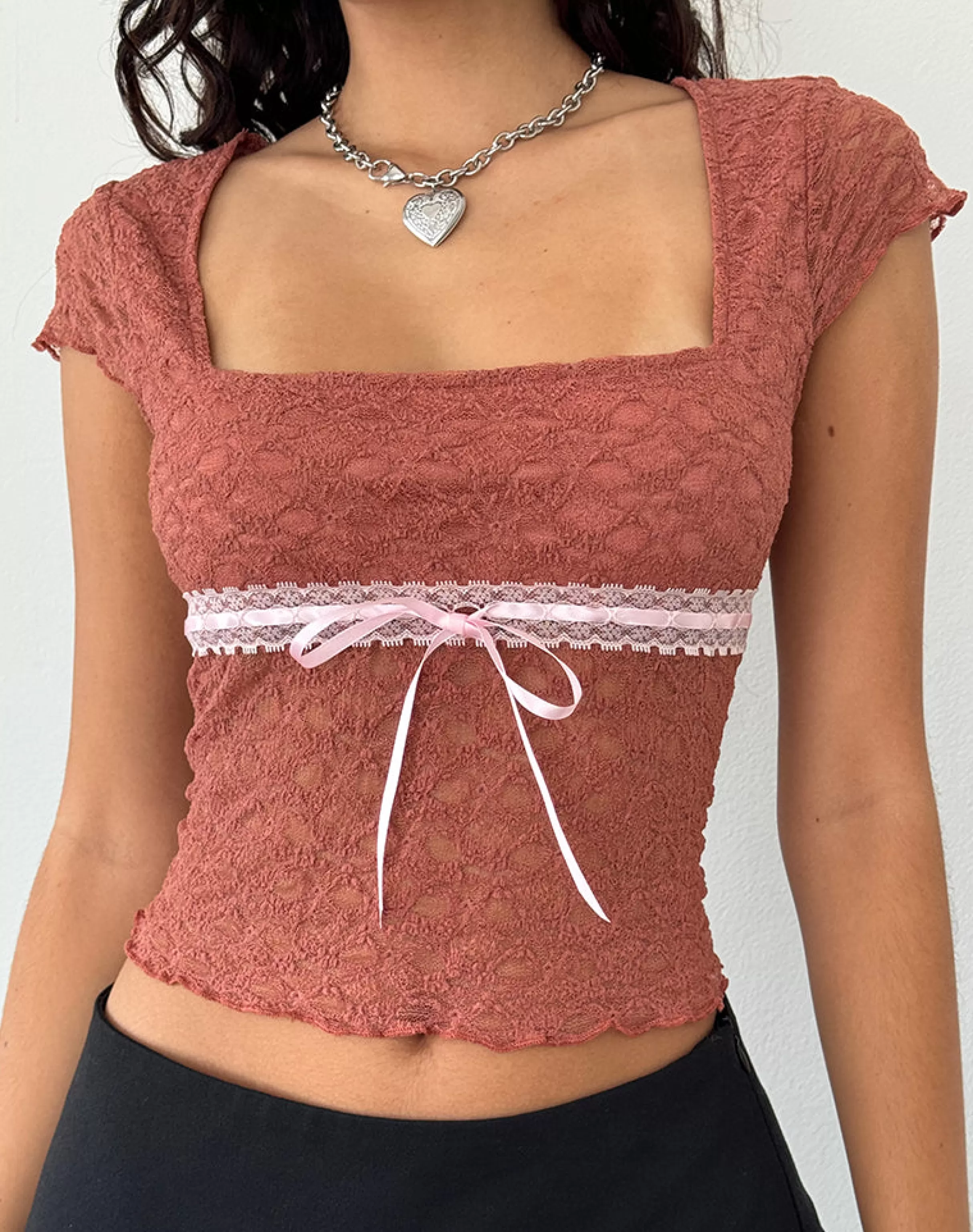 Best Sale Sherine Lace Top In Withered Rose LACE TOPS