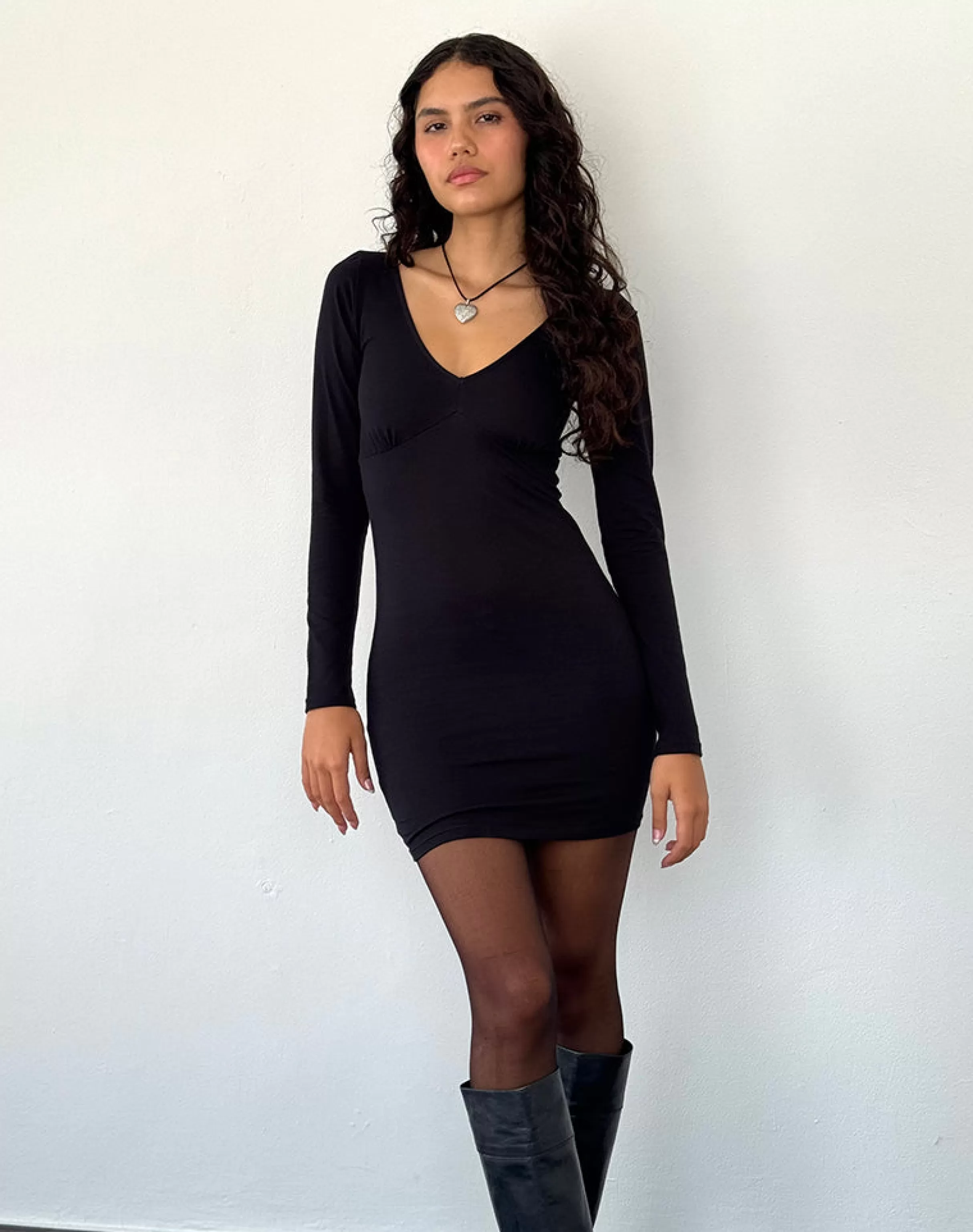 Outlet Silsali Lycra Mini Dress In Black BASICS | DAY DRESSES