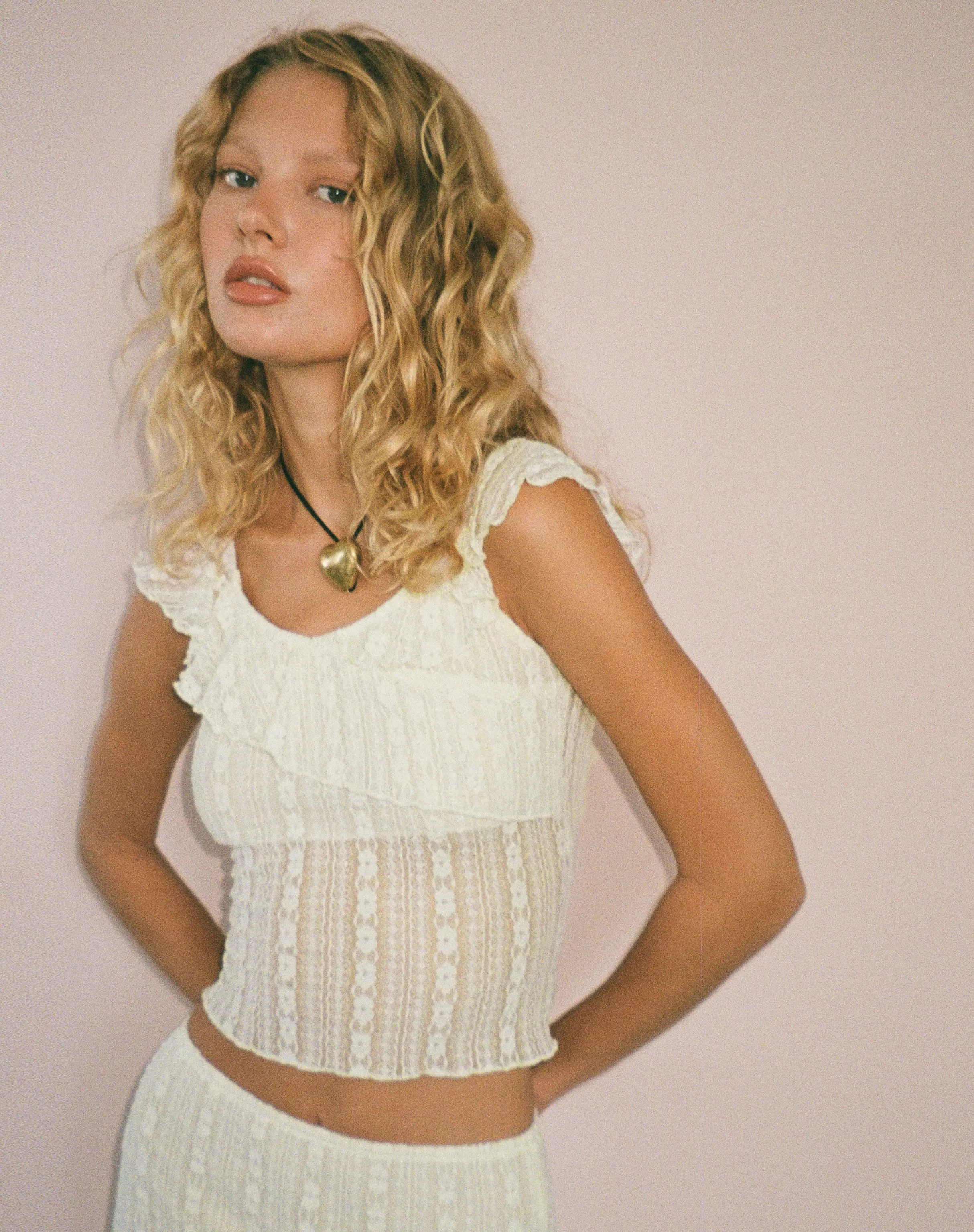 Best Sale Simran Bardot Top In Cream Lace CO-ORDS | LACE TOPS