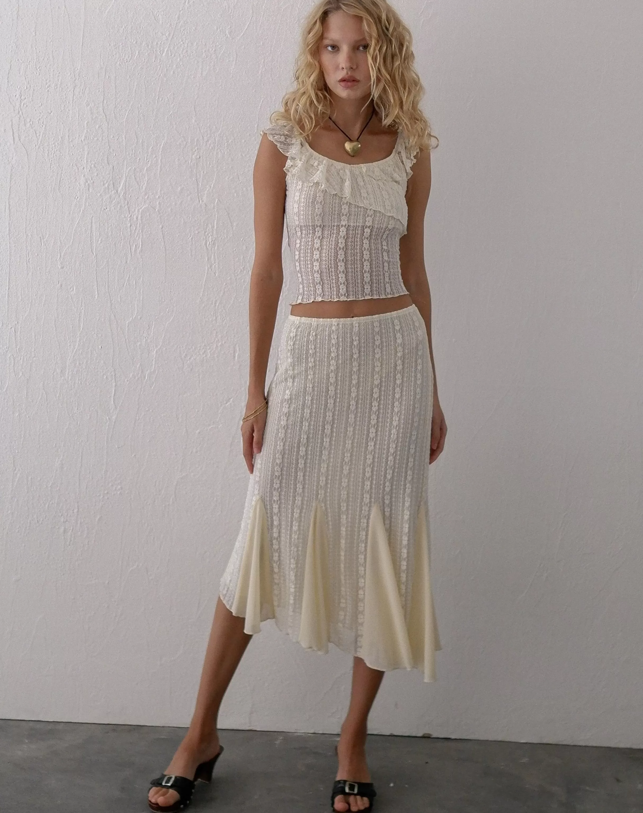 Best Sale Simran Bardot Top In Cream Lace CO-ORDS | LACE TOPS