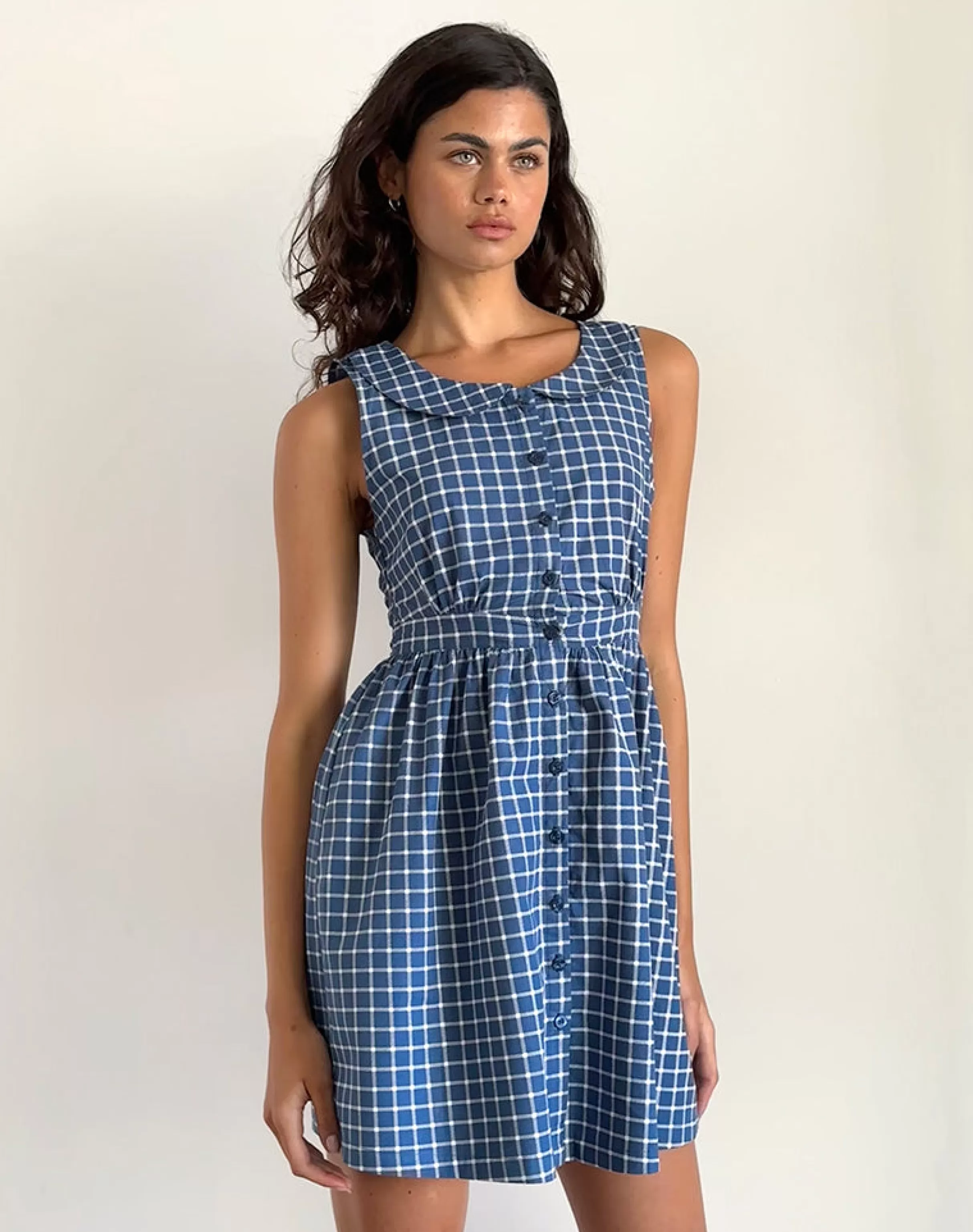 Flash Sale Sokasi Mini Dress In Navy Tartan SWEET AS PIE | DAY DRESSES
