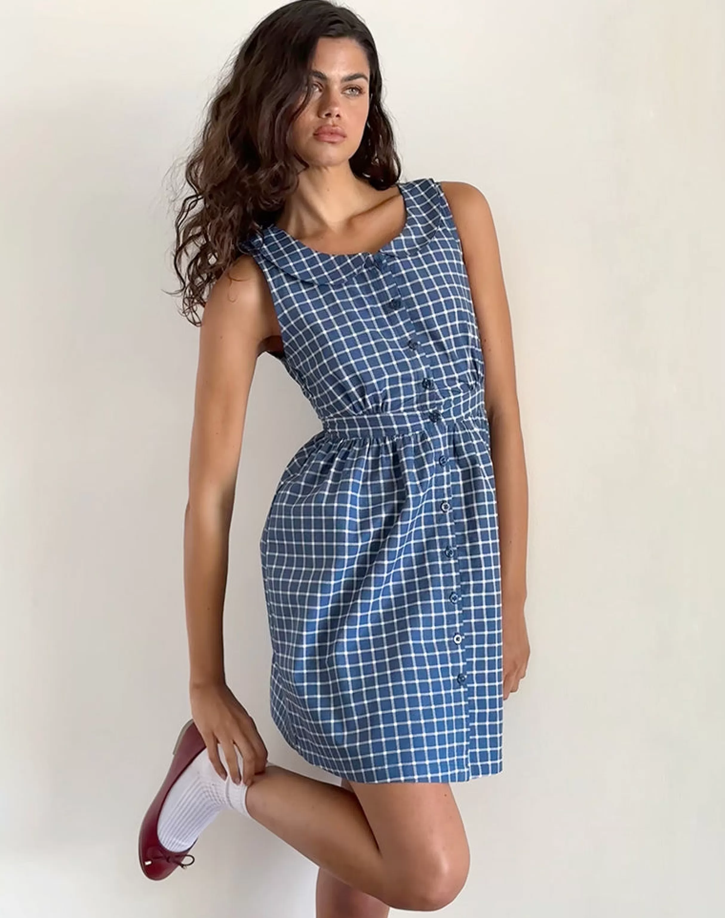 Flash Sale Sokasi Mini Dress In Navy Tartan SWEET AS PIE | DAY DRESSES
