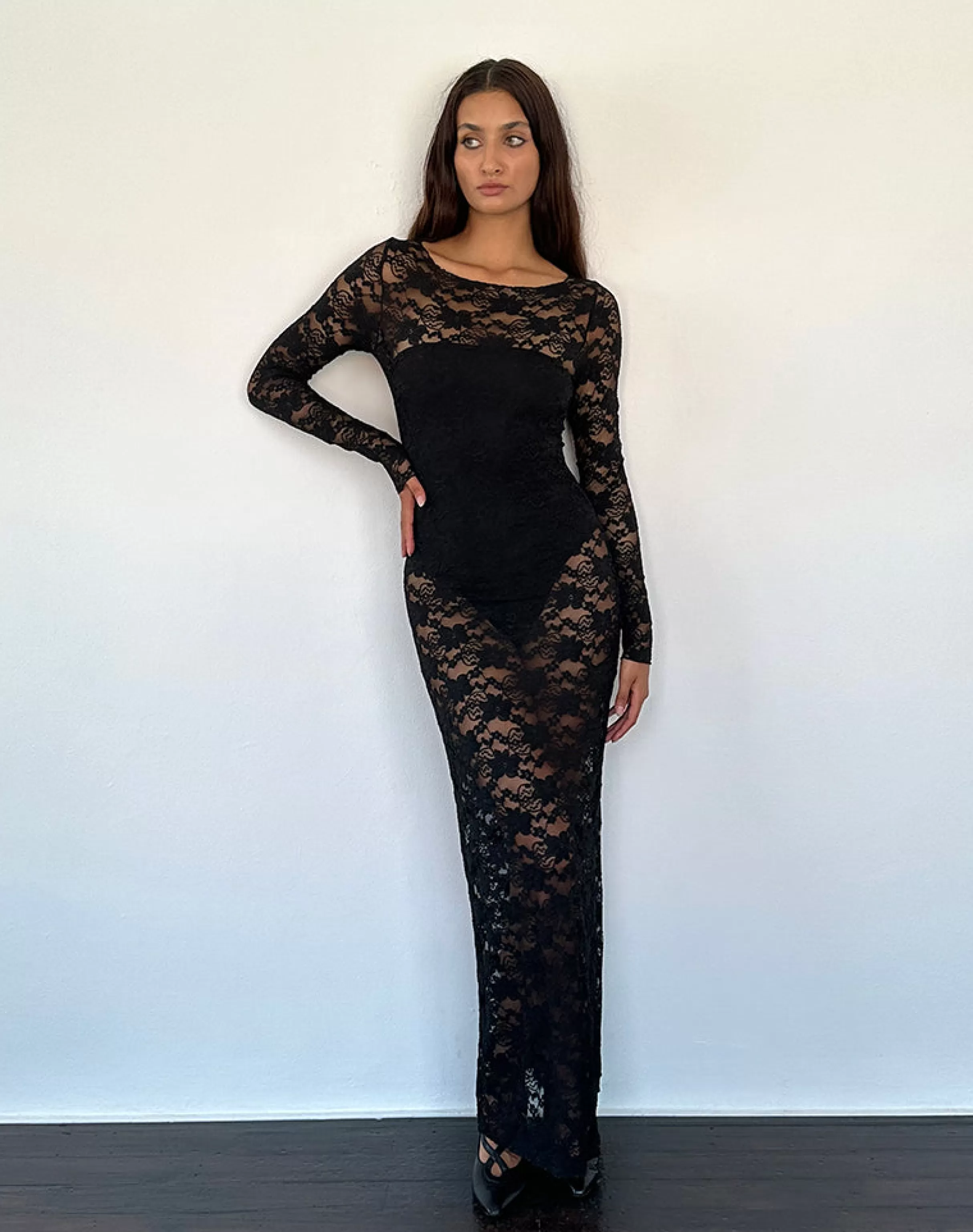 Fashion Sophie Unlined Maxi Dress In Black Jasmine Lace PARTY DRESSES | LITTLE BLACK DRESSES