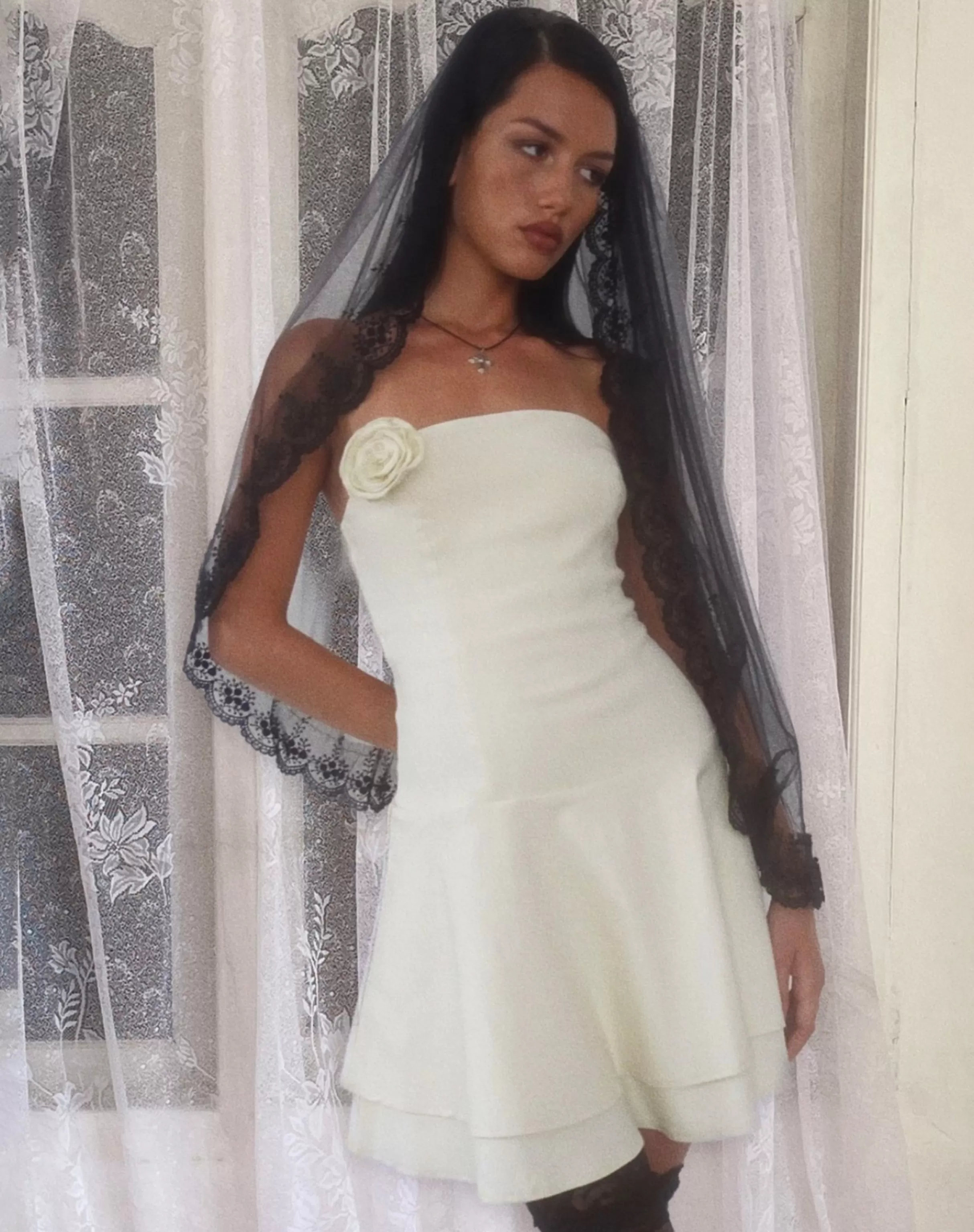Flash Sale Striata Mini Dress In Cream With Rosette And Lace Back SALE DRESSES