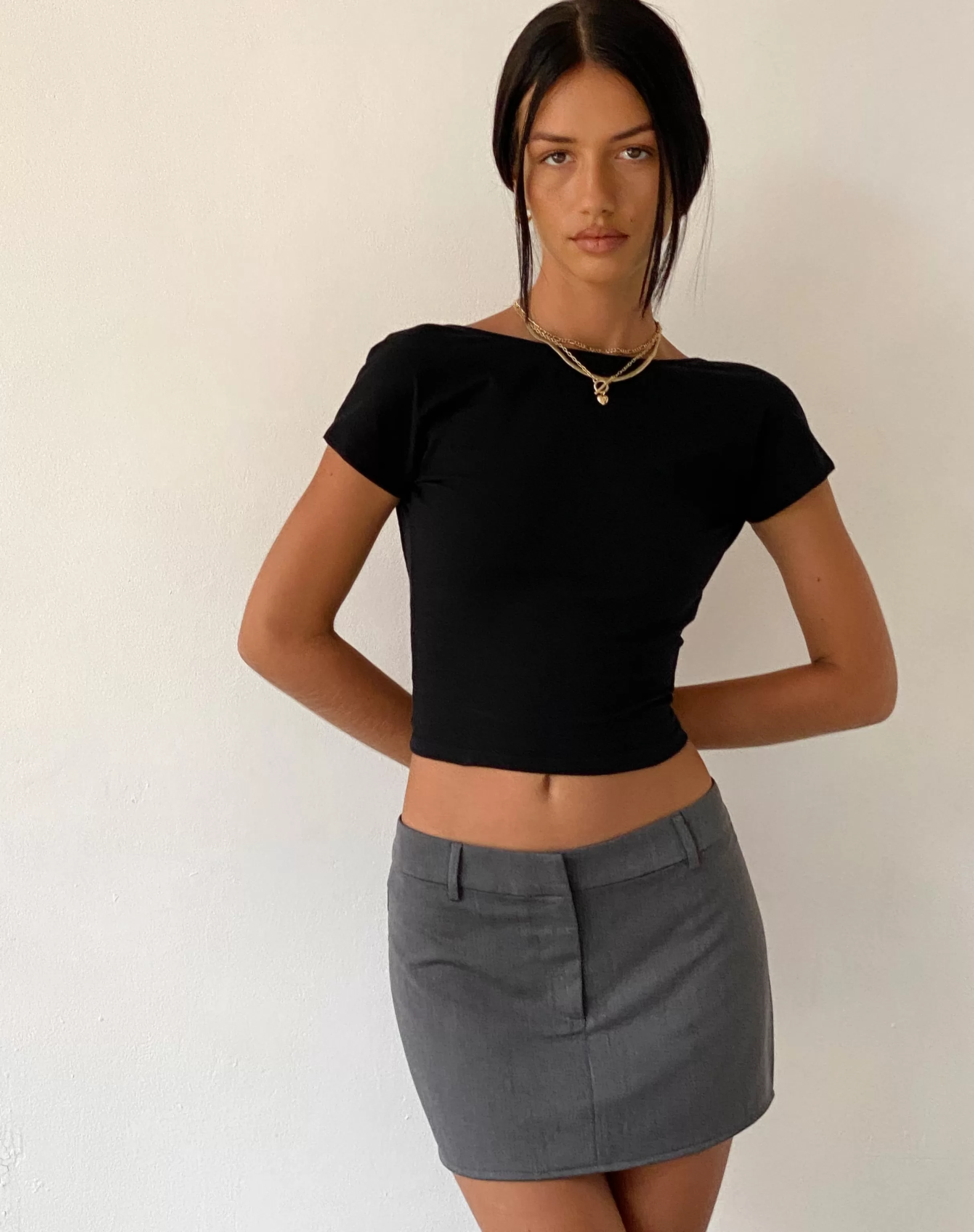 Store Sukra Mini Tailored Skirt In Charcoal TAILORING | SALE SKIRTS