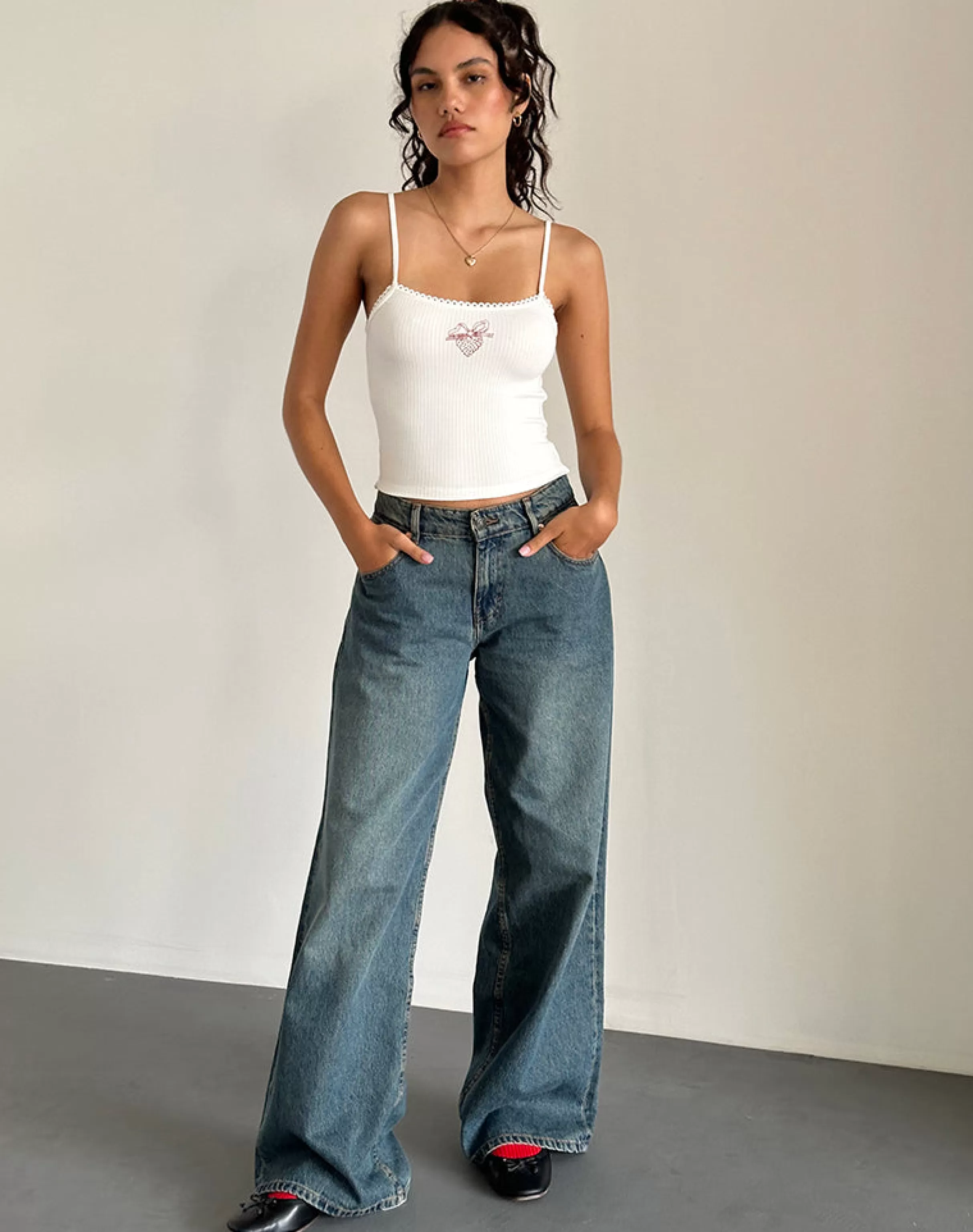 Cheap Suna Vest Top In STRAWBERRY MILK | STRAPPY TOPS