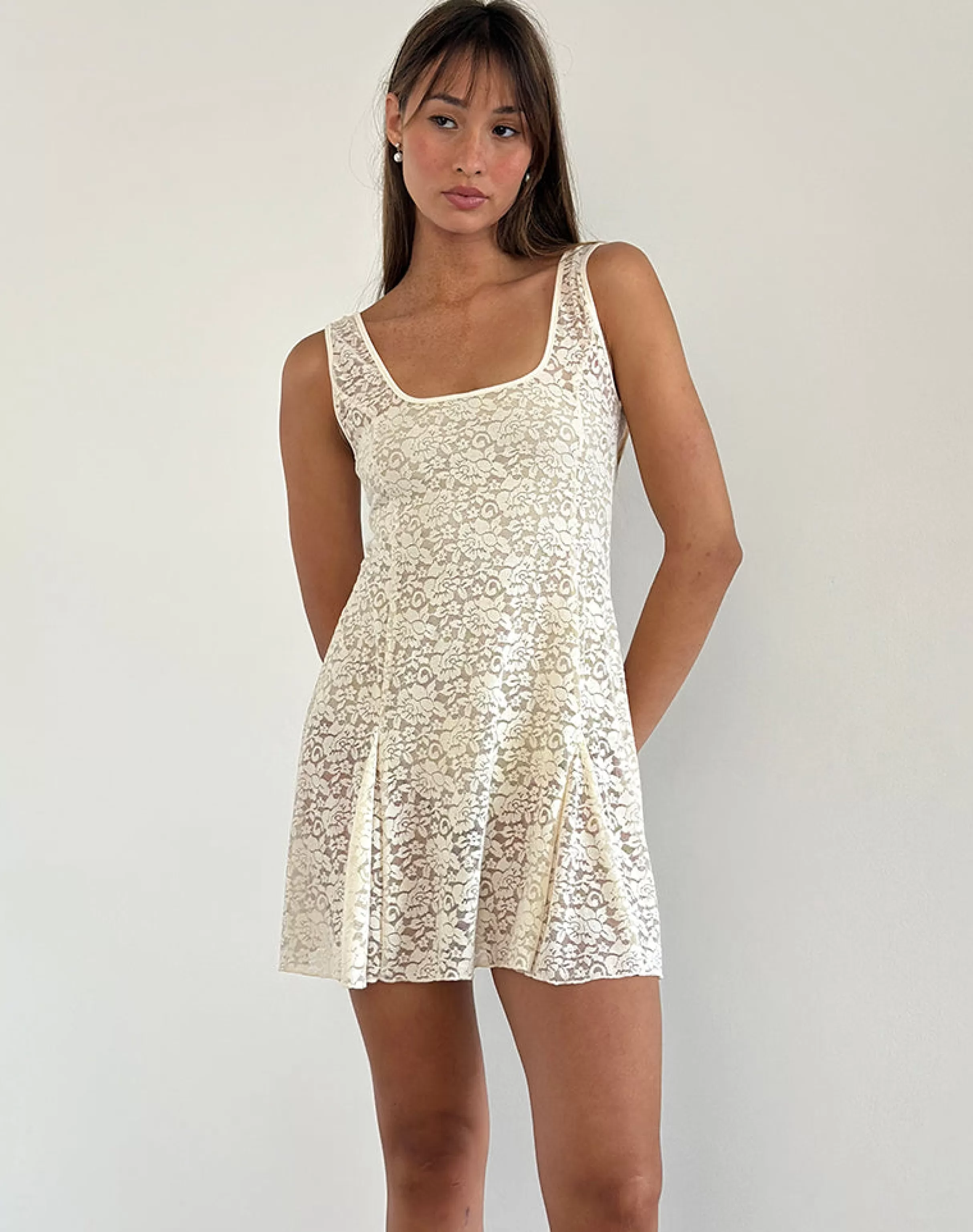 Fashion Tabah Mini Dress In Rose Lace Ivory PARTY DRESSES | MINI DRESSES