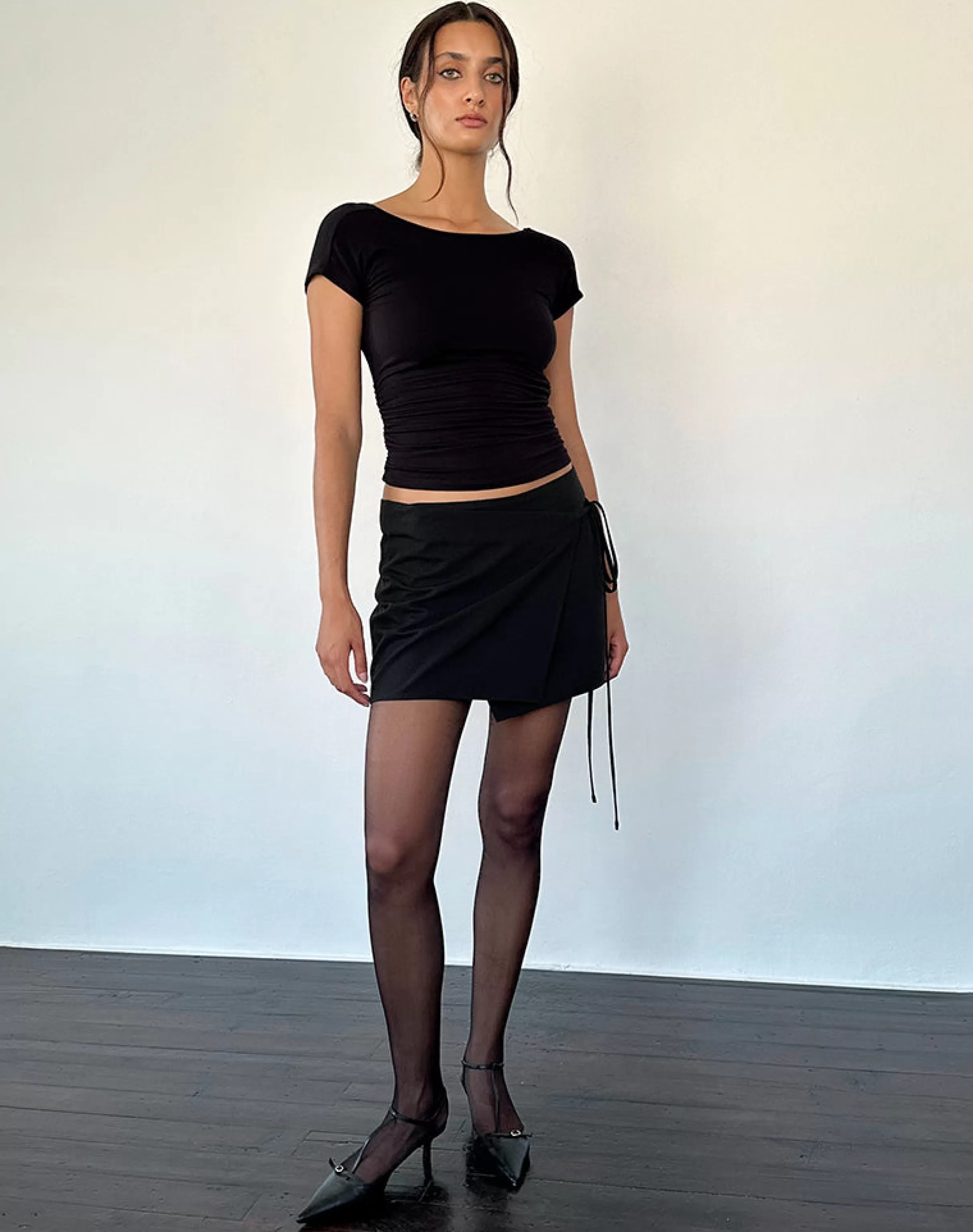 Flash Sale Tanix Wrap Skirt In Tailoring Black A LINE SKIRTS | MINI SKIRTS