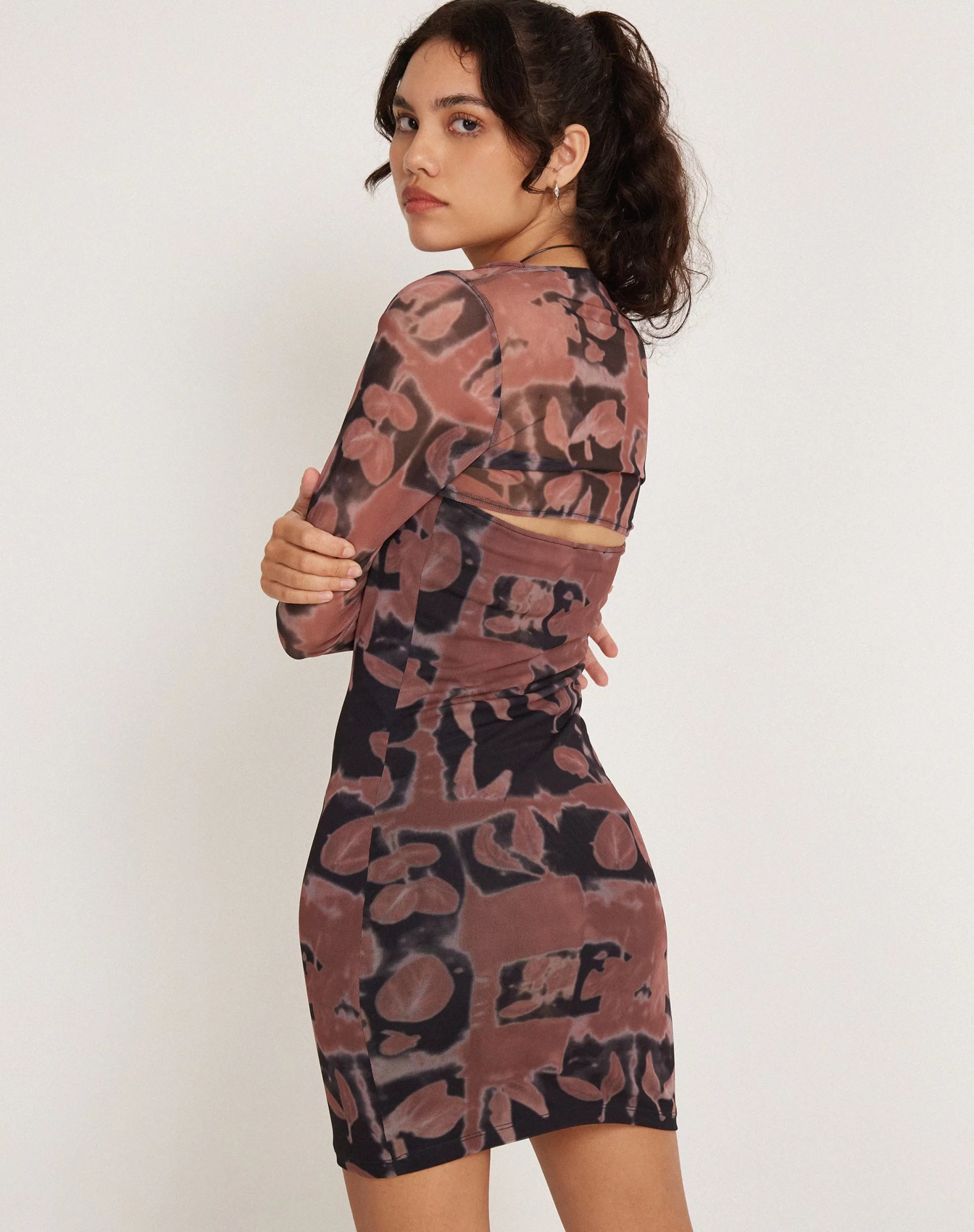 New Tara Bandeau Dress And Shrug Set In Botanical Bleed Black PRINTED DRESSES