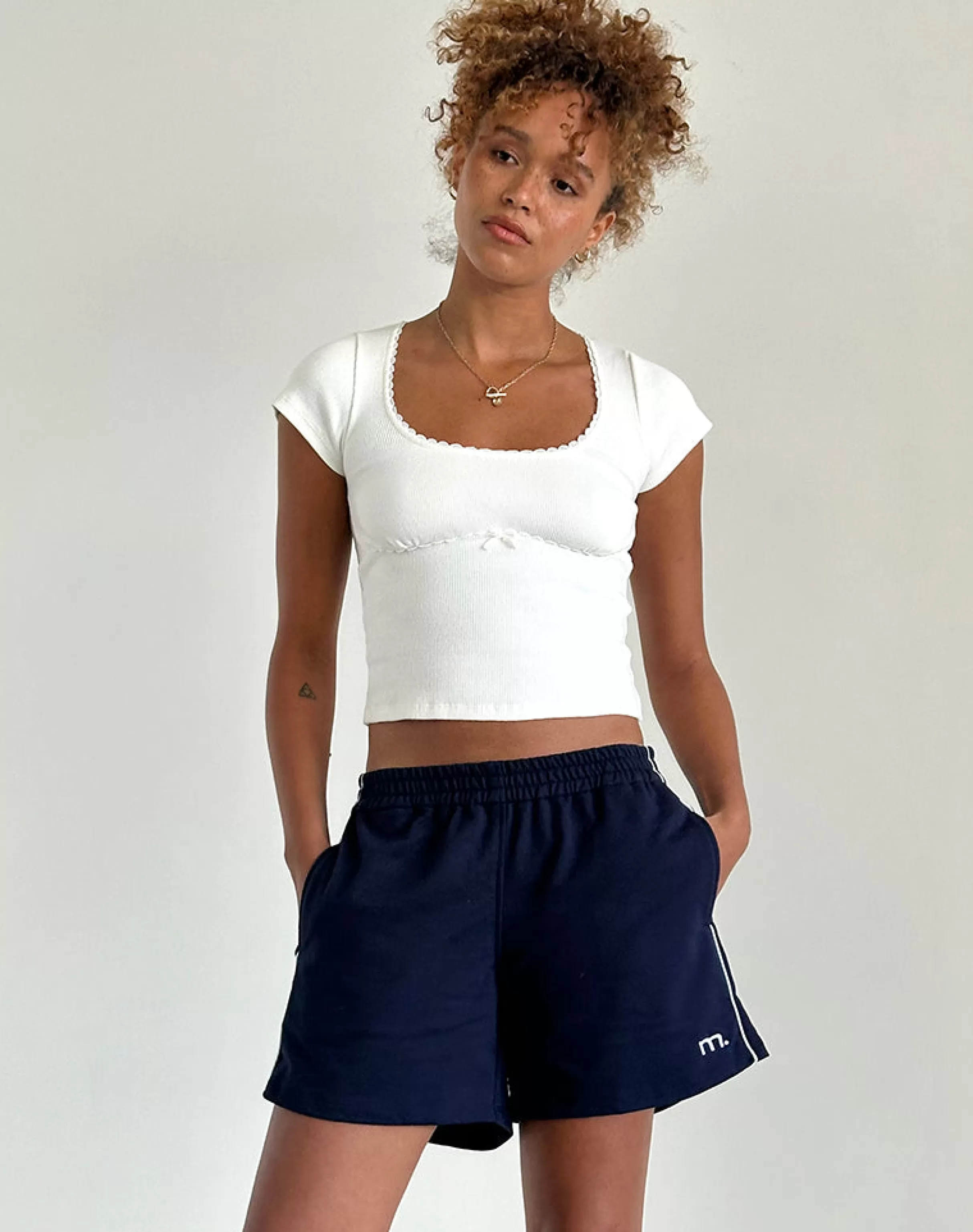 Cheap Thera Short In Navy With White Piping With M Emb LOUNGEWEAR | SHORTS
