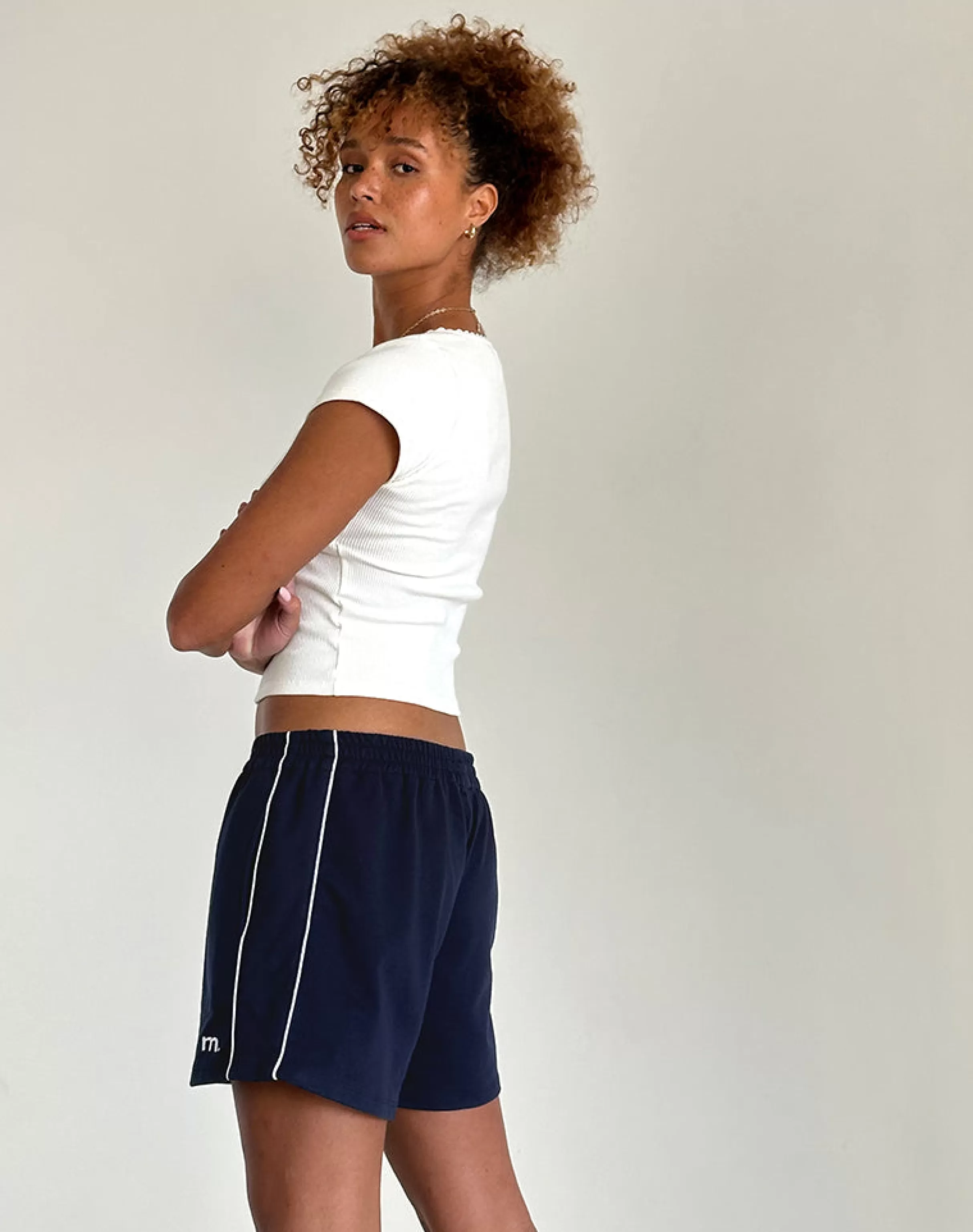 Cheap Thera Short In Navy With White Piping With M Emb LOUNGEWEAR | SHORTS
