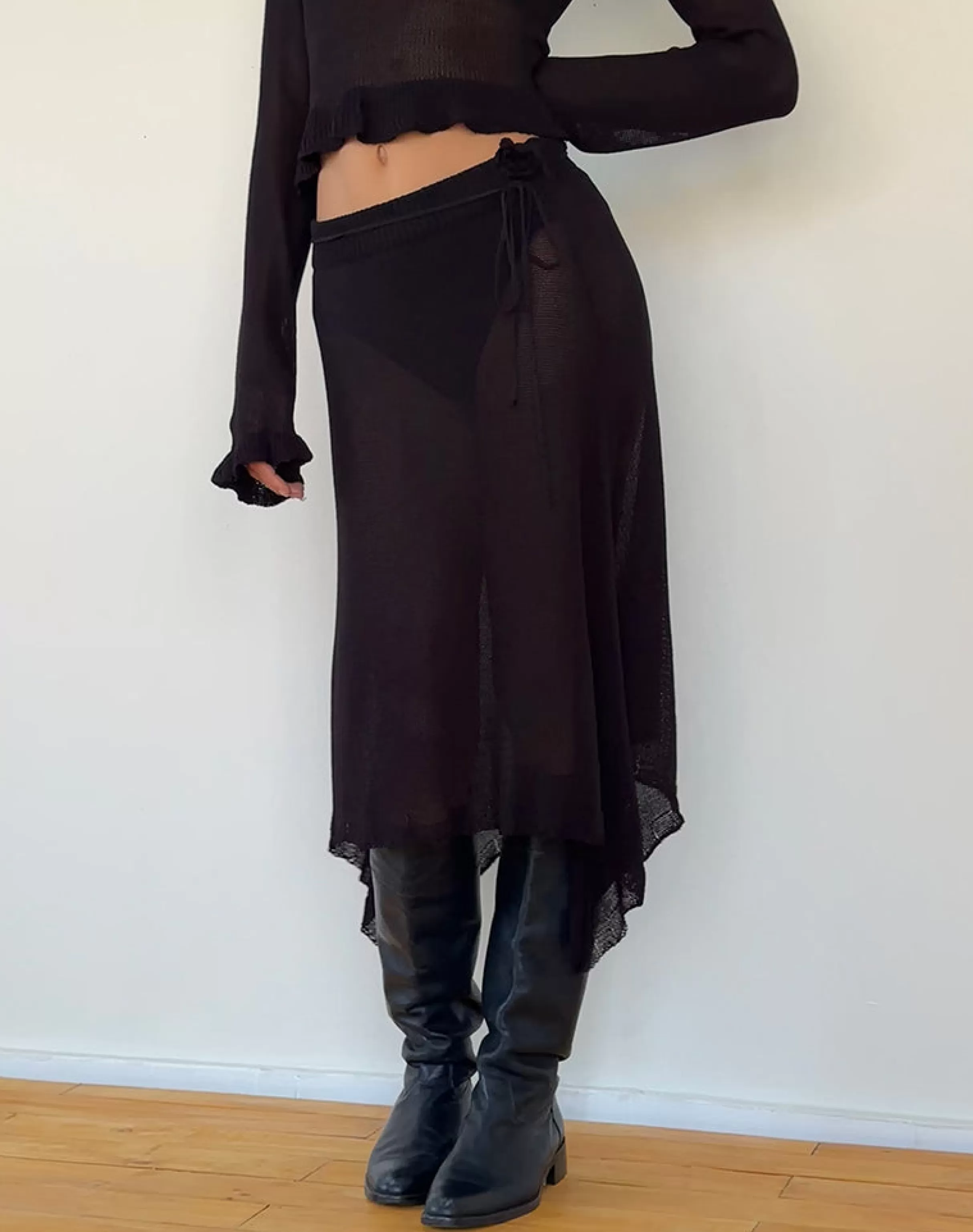 New Tierra Fine Knit Midi Skirt In Black SALE SKIRTS | A LINE SKIRTS