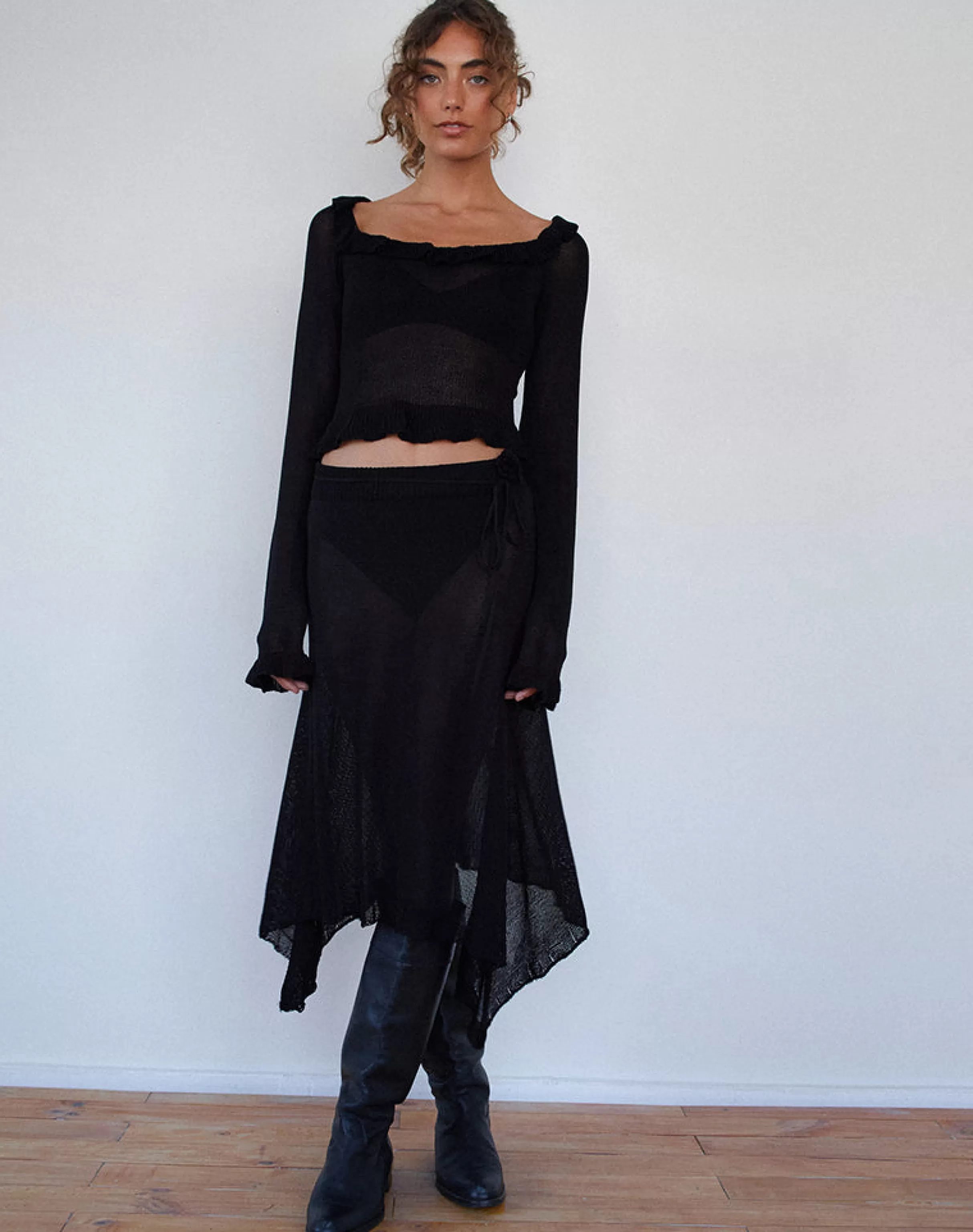 New Tierra Fine Knit Midi Skirt In Black SALE SKIRTS | A LINE SKIRTS
