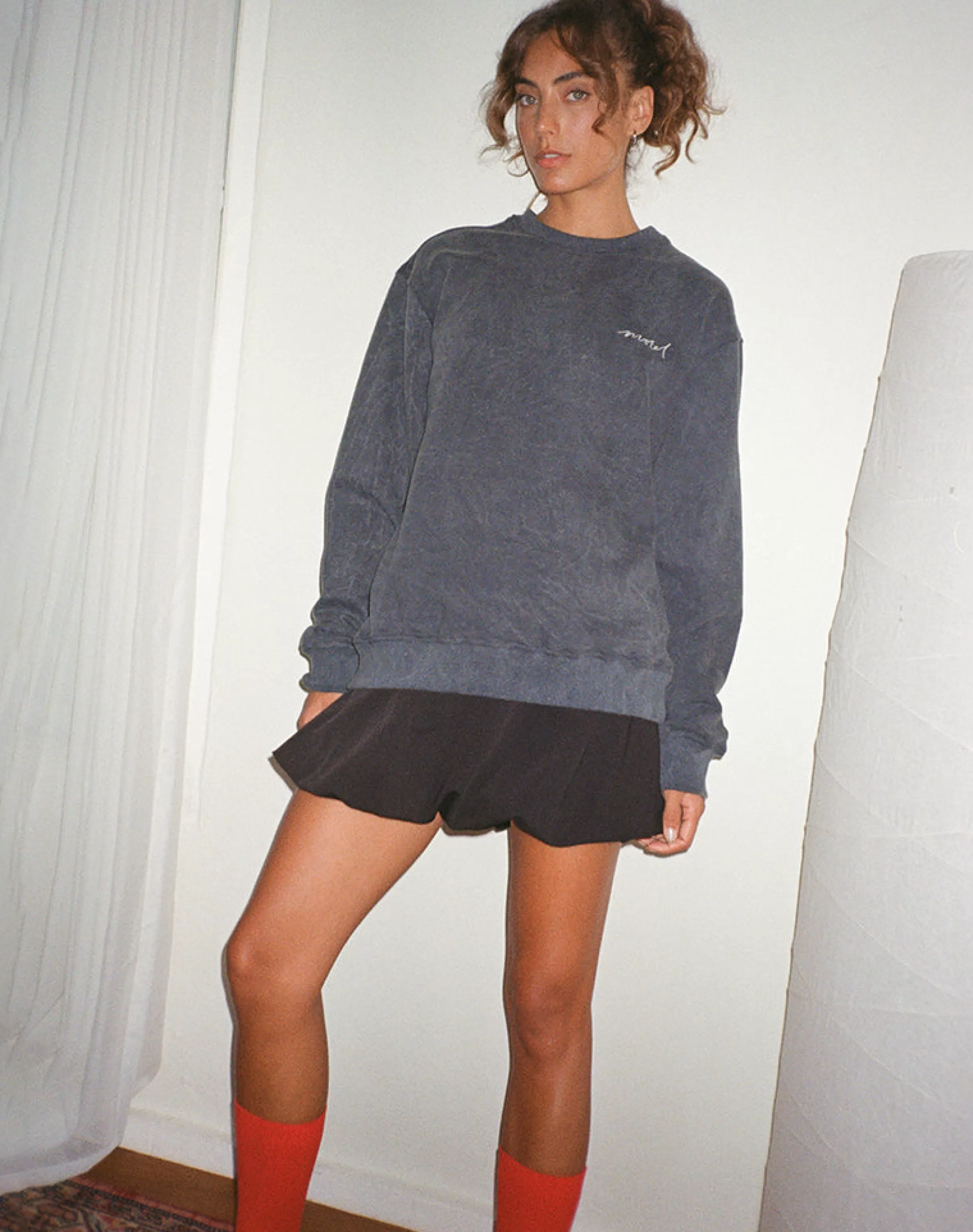 Best Sale Tillie Jumper In Black Wash With Off White 'MOTEL' Embroidery LOUNGEWEAR | CO-ORDS