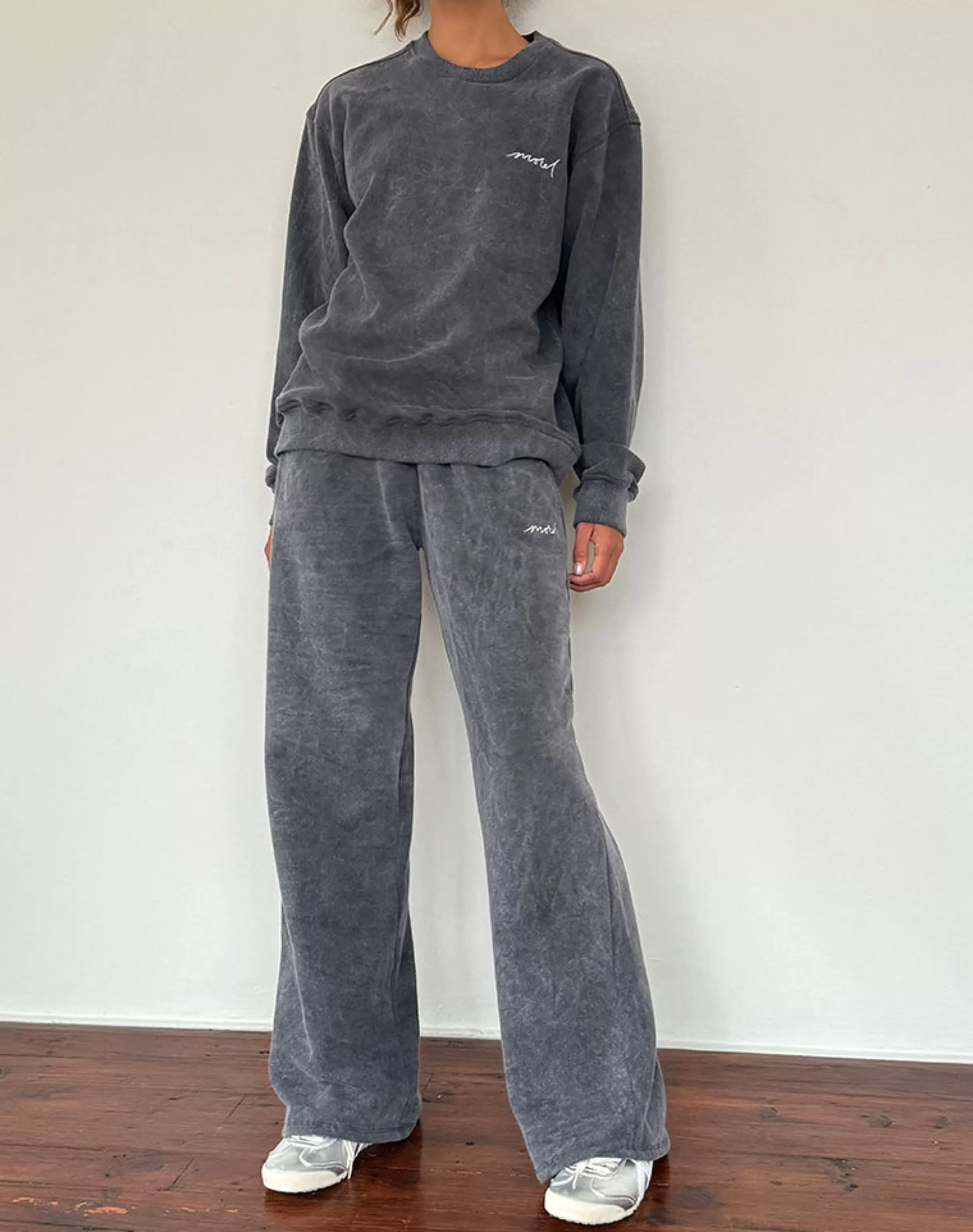 Best Sale Tillie Jumper In Black Wash With Off White 'MOTEL' Embroidery LOUNGEWEAR | CO-ORDS
