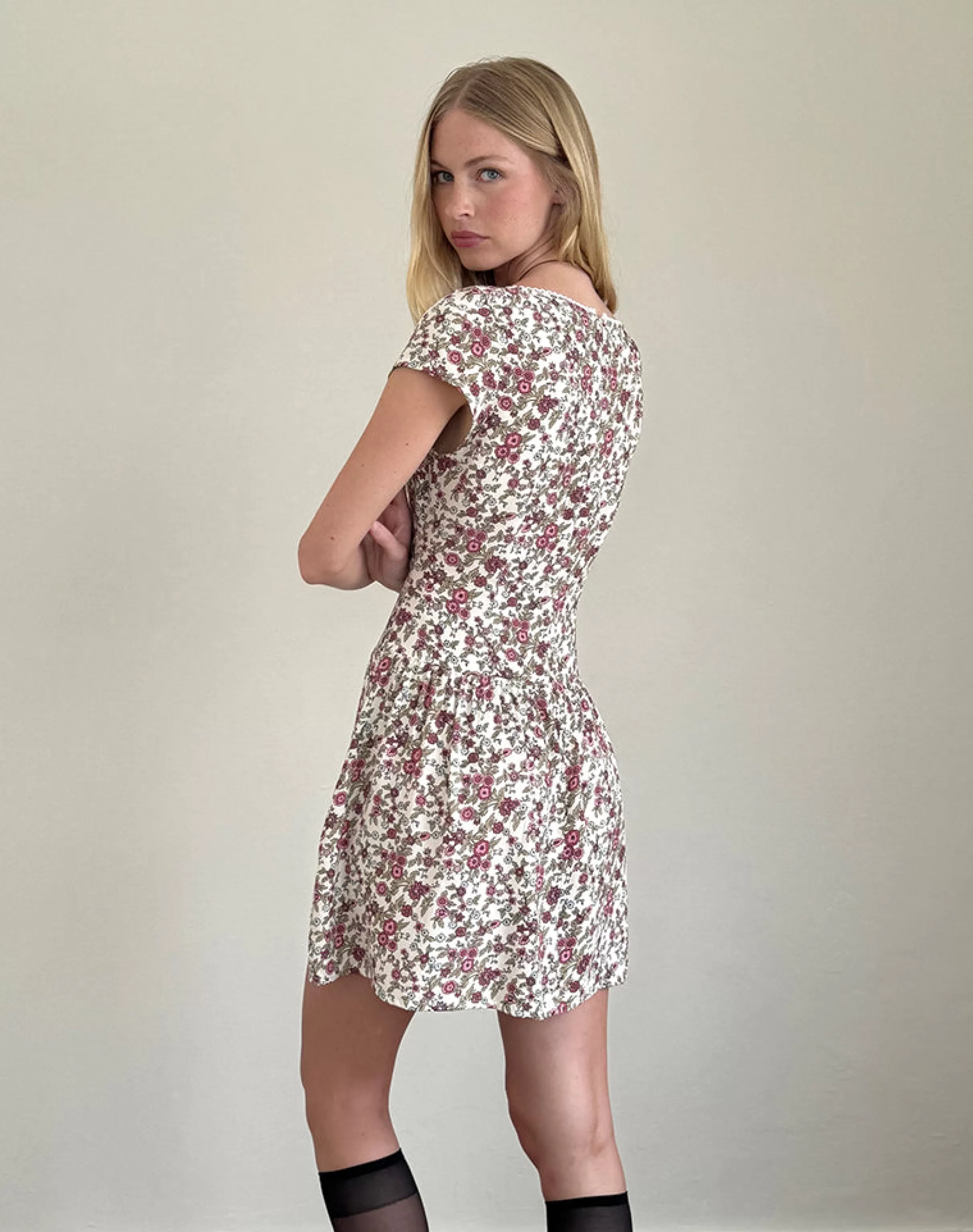 New Tipani Mini Dress In Vintage Bloom Ivory NEVERMORE | DAY DRESSES