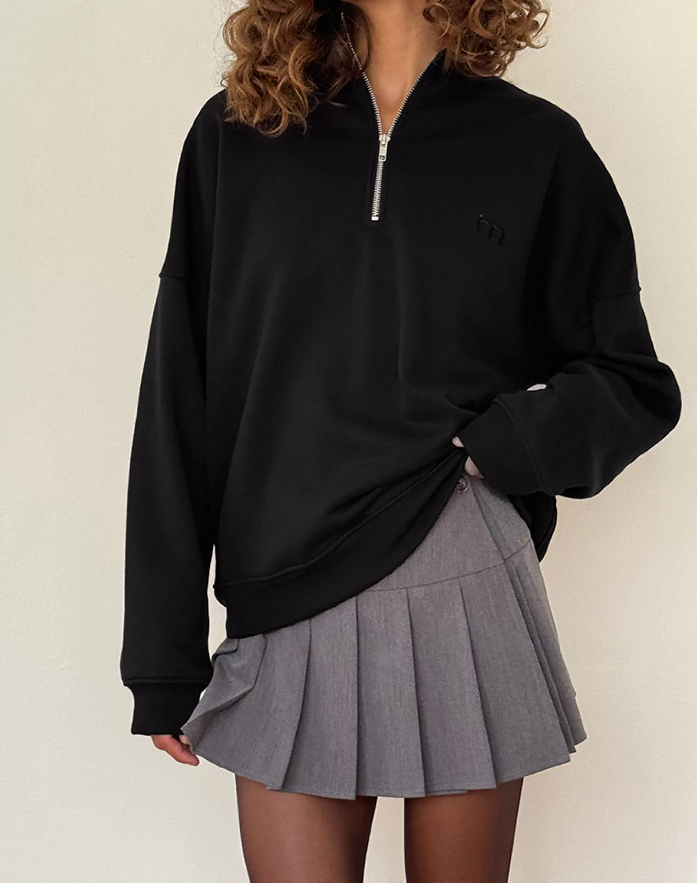 Flash Sale Tirma High Neck Jumper In Tonal Black With M Embroidery LOUNGEWEAR | CO-ORDS