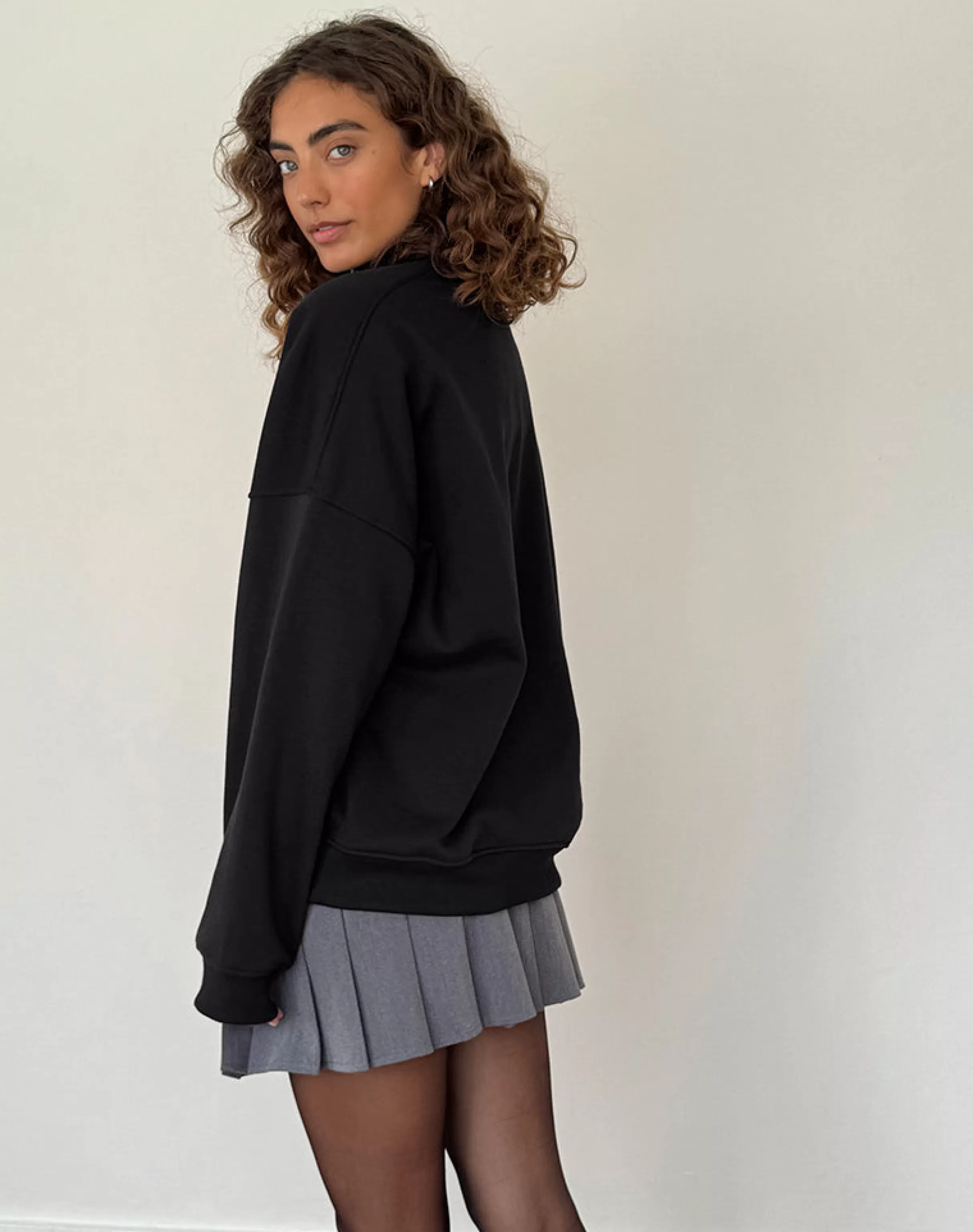 Flash Sale Tirma High Neck Jumper In Tonal Black With M Embroidery LOUNGEWEAR | CO-ORDS