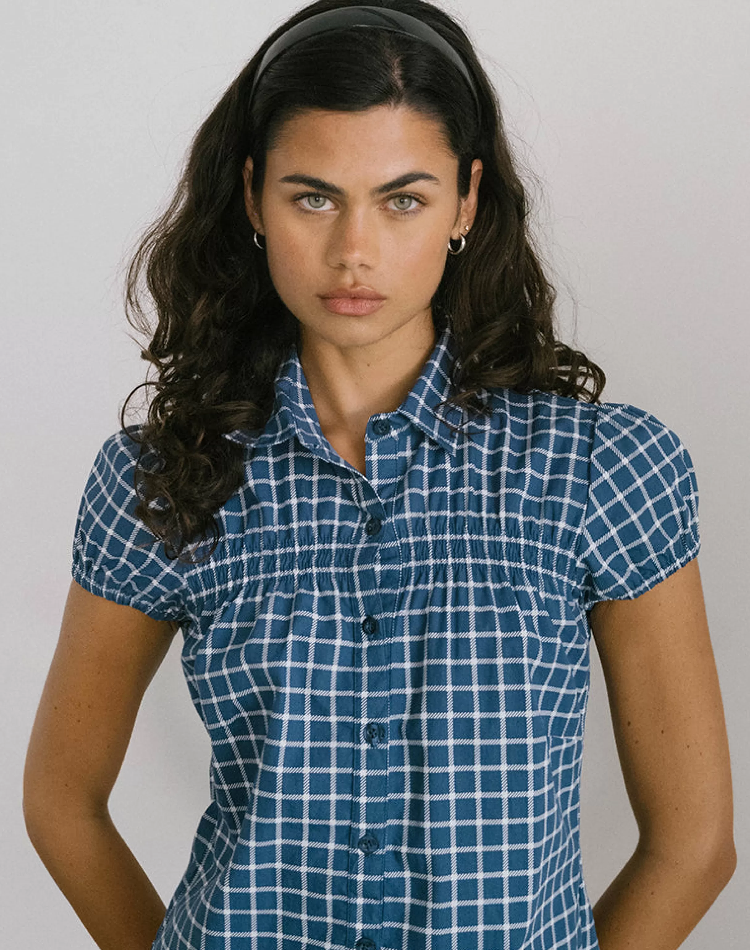 Flash Sale Ulsan Fitted Shirt In Navy Tartan Poplin SWEET AS PIE | CO-ORDS