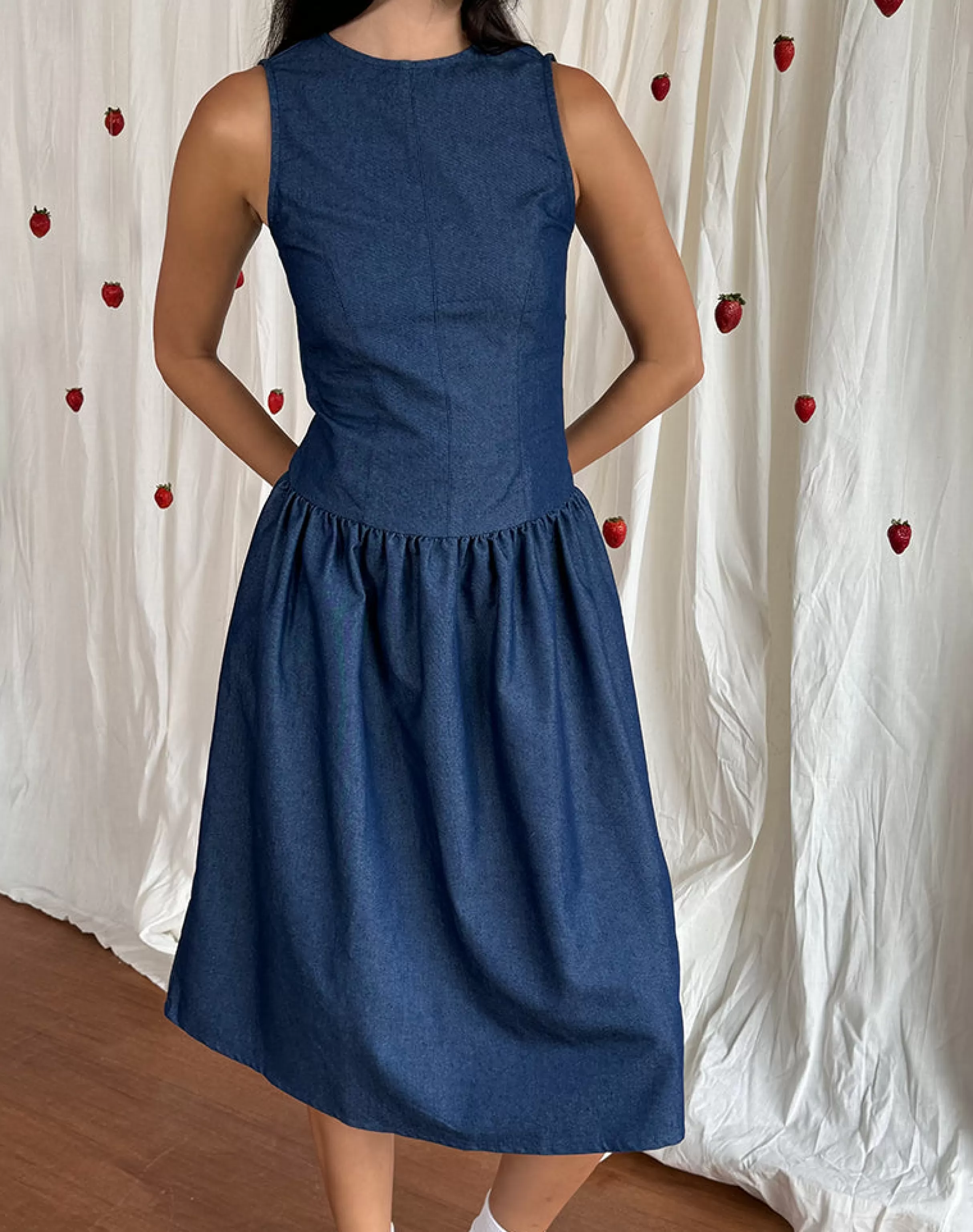 Flash Sale Uretta Maxi Dress In Denim Indigo STRAWBERRY MILK | BASICS