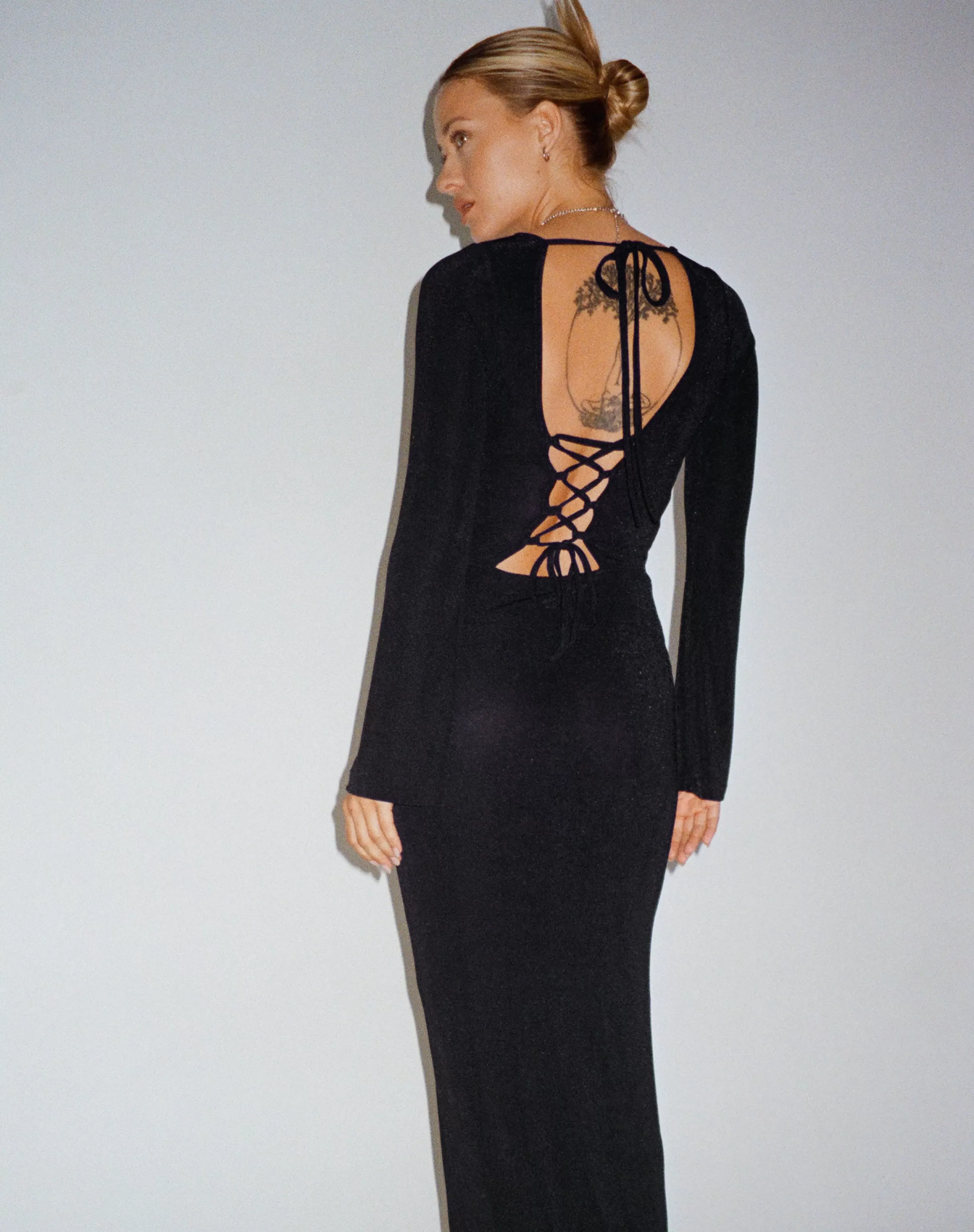 Flash Sale Varna Long Sleeve Maxi Dress In Black LONG SLEEVE DRESSES