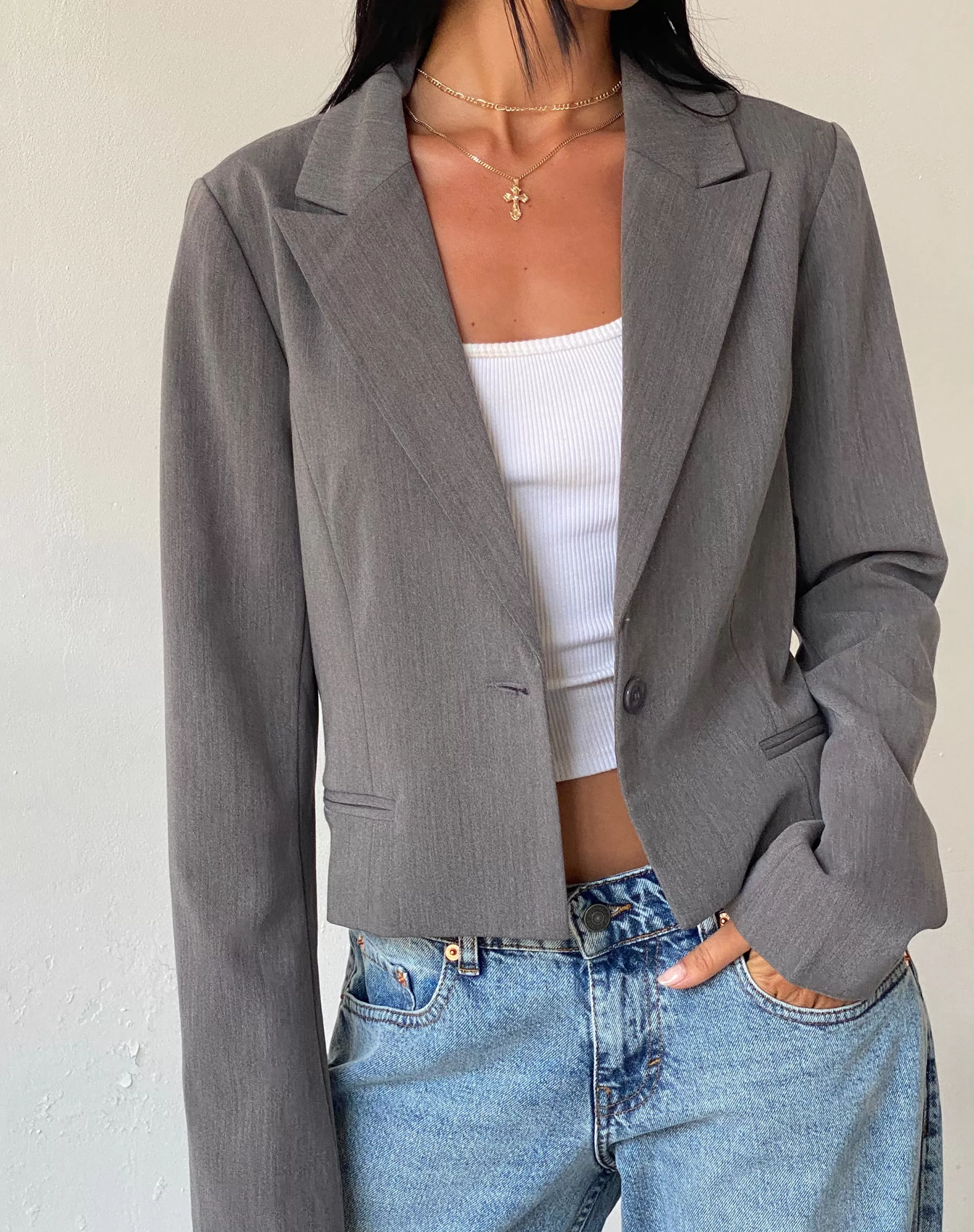 Outlet Walid Cropped Blazer In Tailoring Charcoal TAILORING | BLAZERS