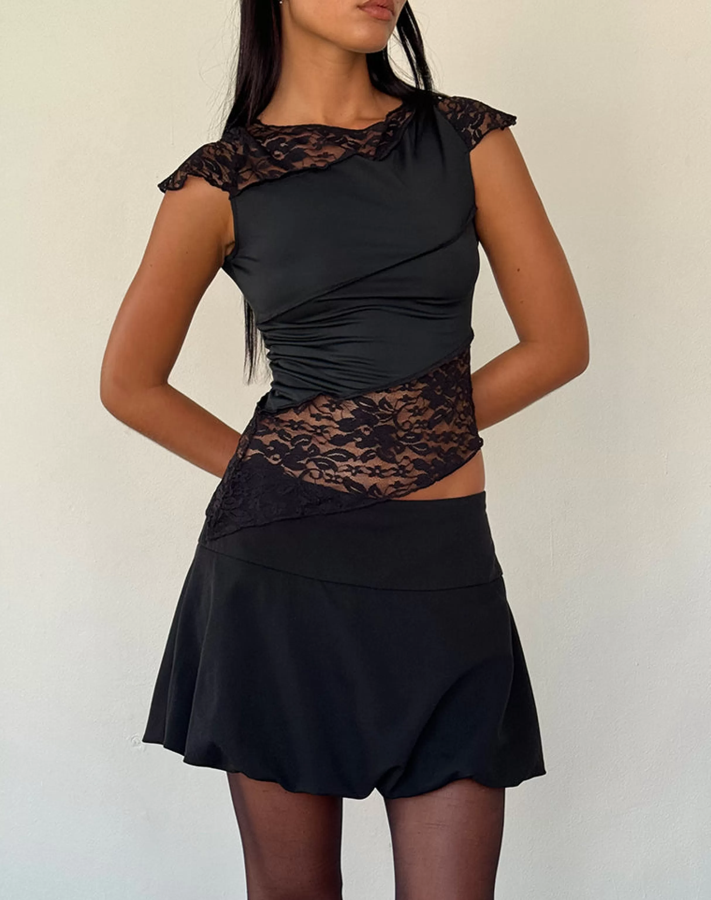 Online Weasly Lace Top In Slinky Black LACE TOPS