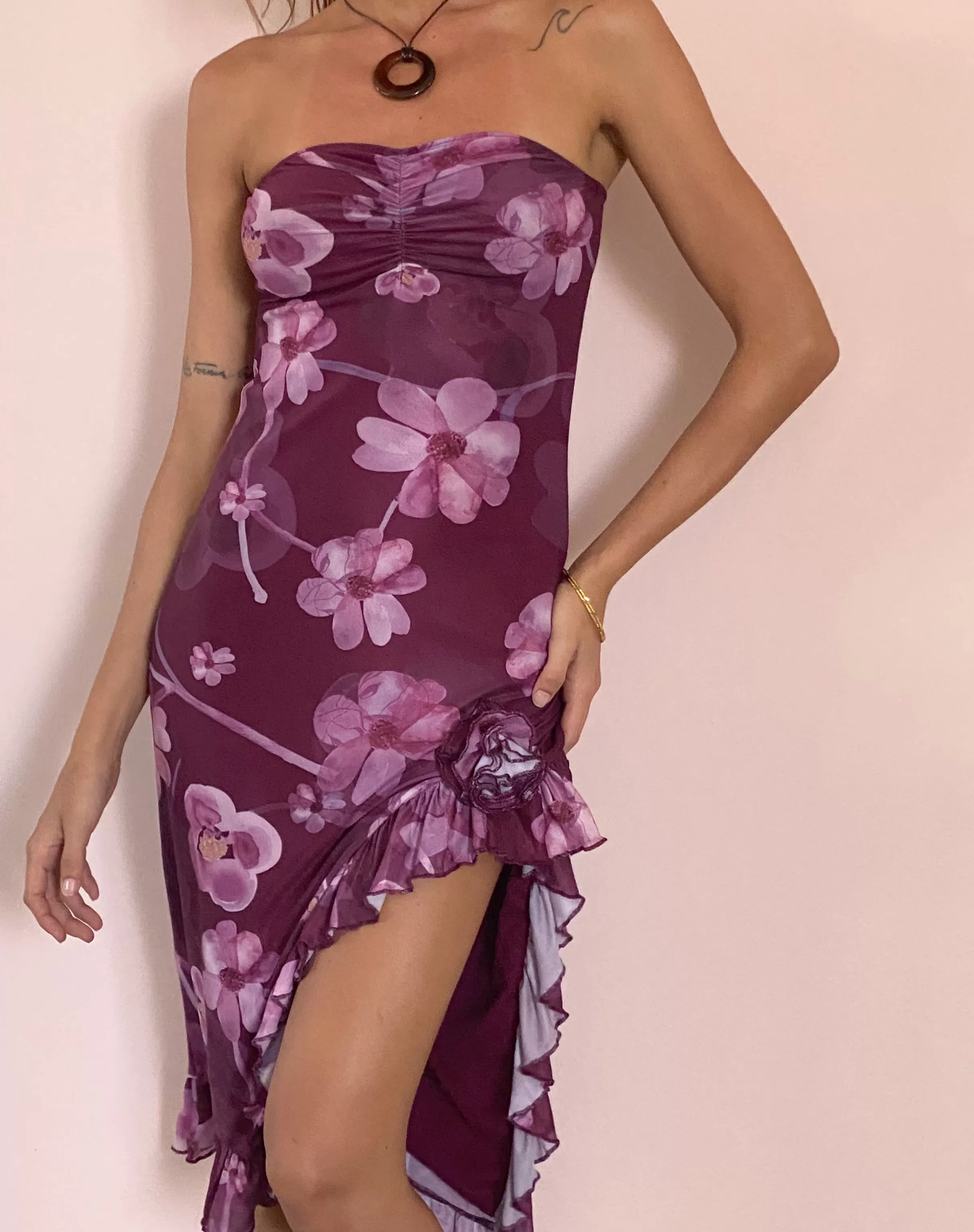 Clearance Weti Bandeau Mini Dress With Waterfall Hem In PRINTED DRESSES | BODYCON DRESSES