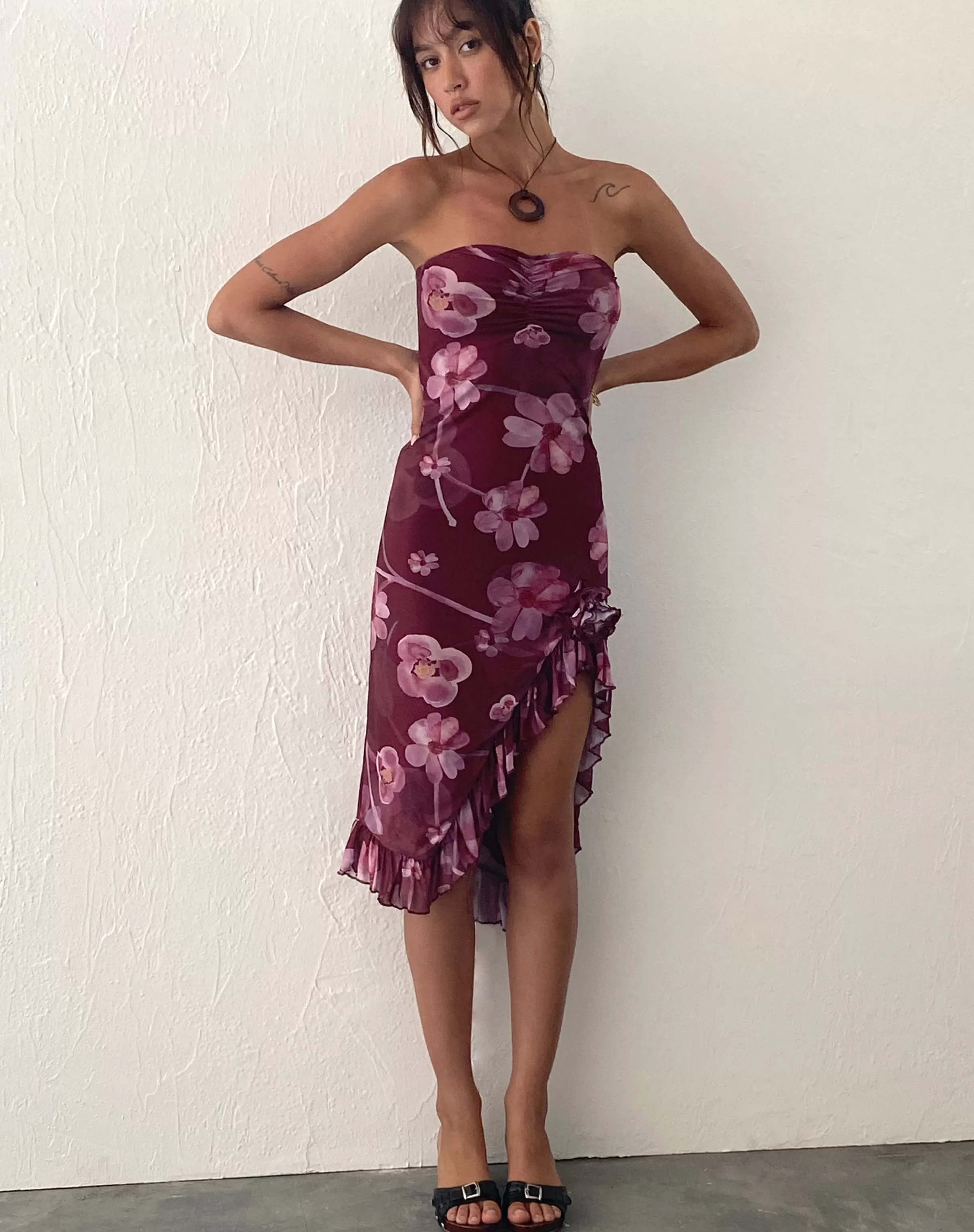Clearance Weti Bandeau Mini Dress With Waterfall Hem In PRINTED DRESSES | BODYCON DRESSES