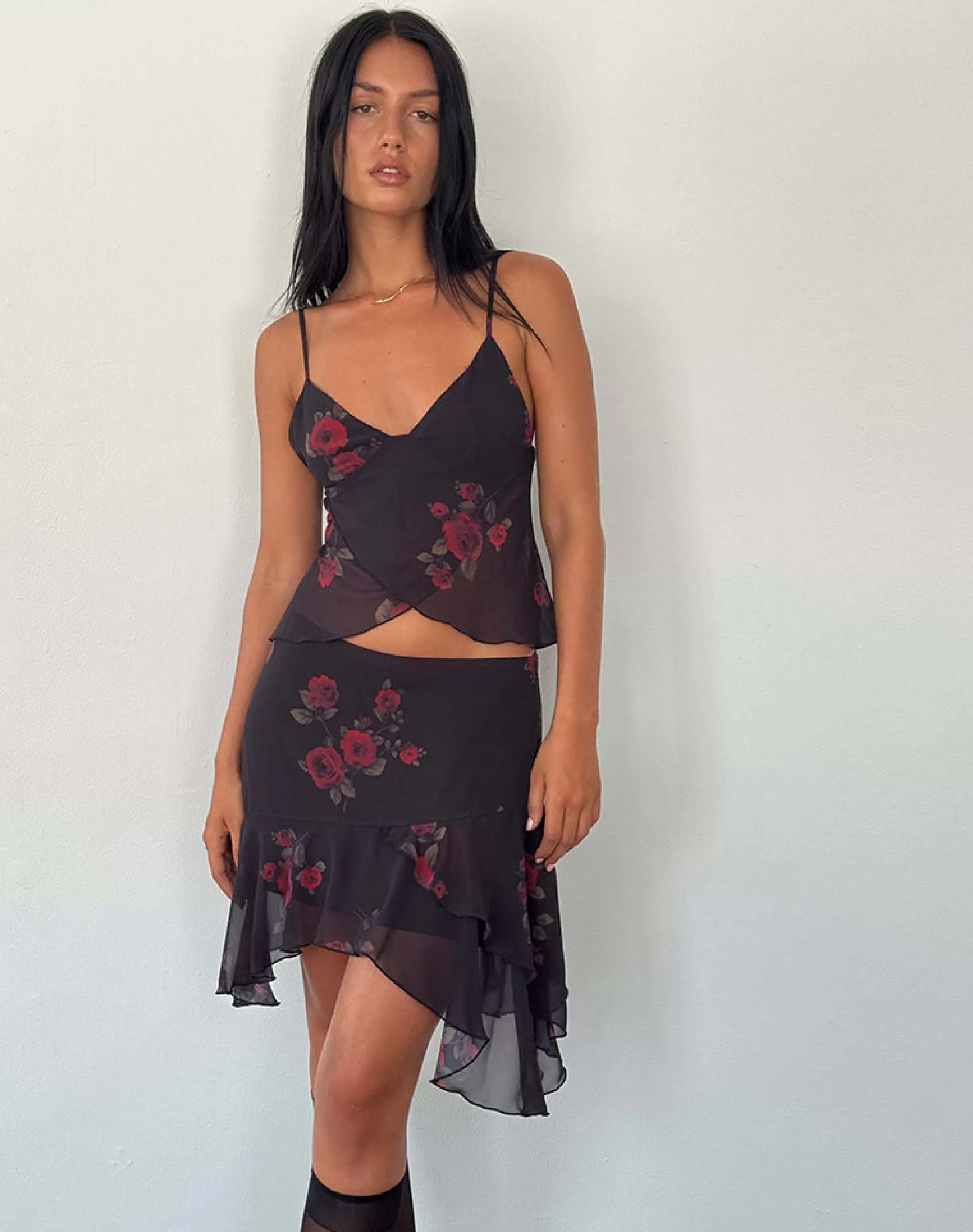Cheap Winona Mini Skirt In Vintage Roses Black CO-ORDS | PRINTED SKIRTS