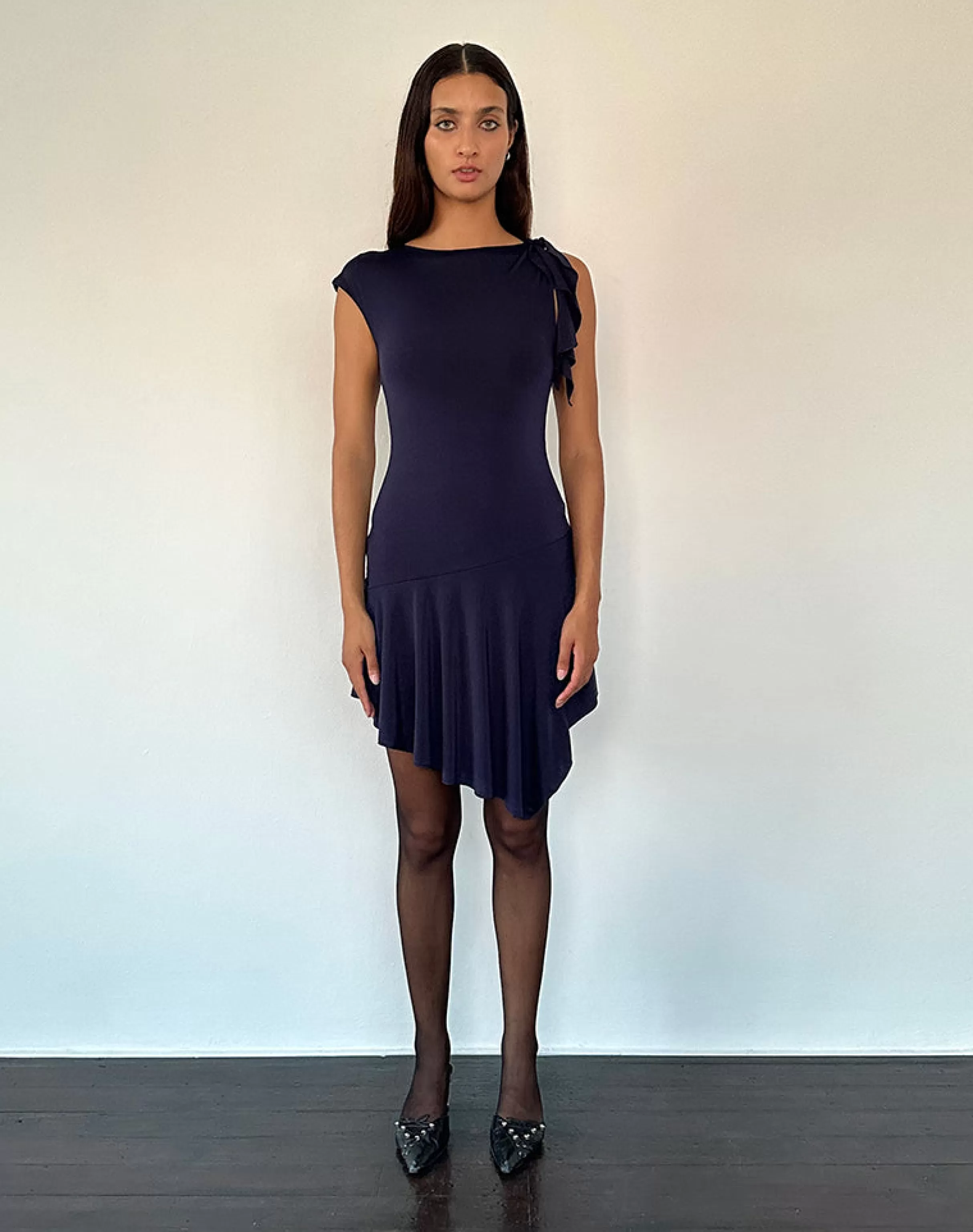 Flash Sale Winslow Asymmetric Frill Mini Dress In Navy SALE DRESSES