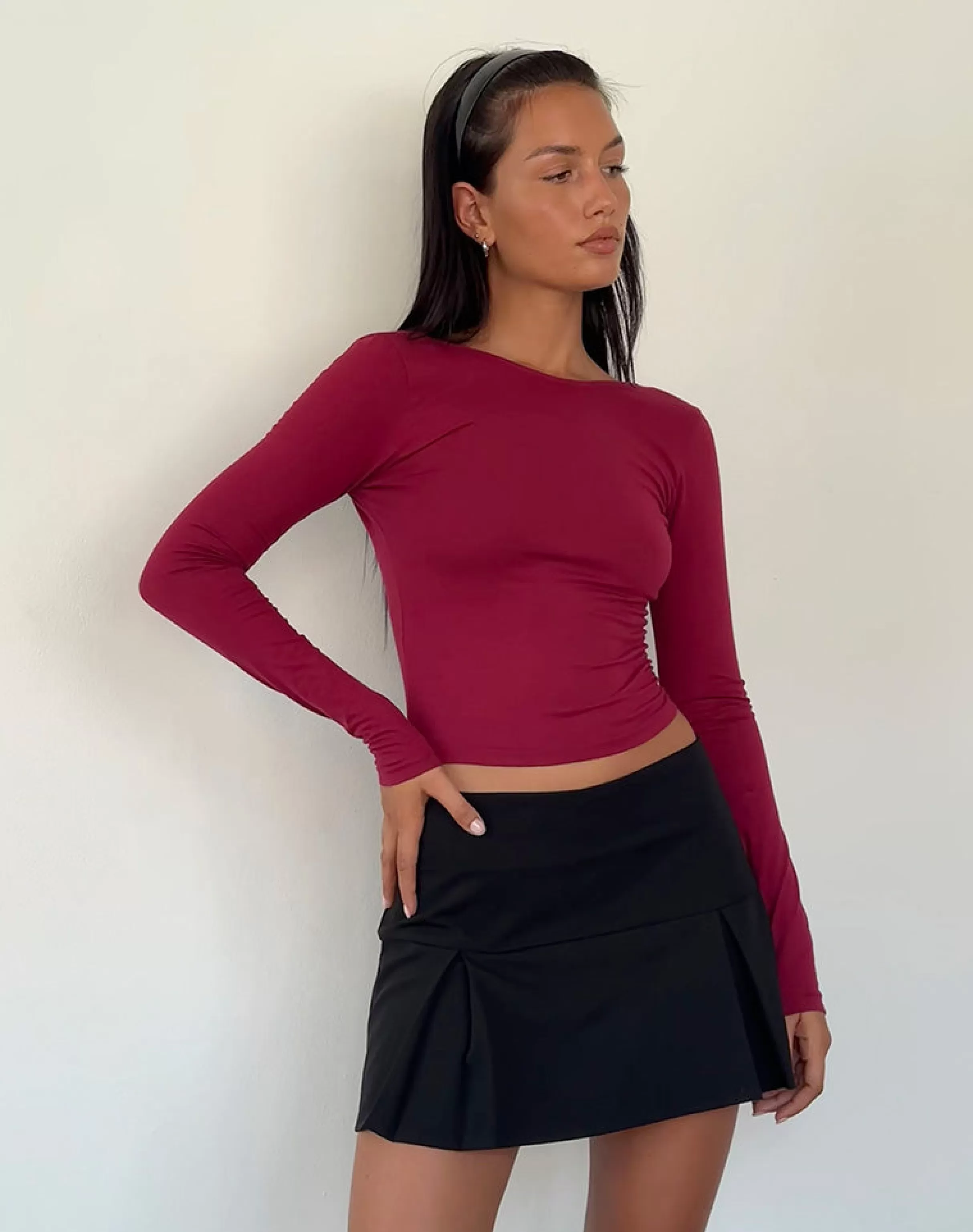 Store Xiabon Backless Long Sleeve Top In BASICS | BASIC TOPS