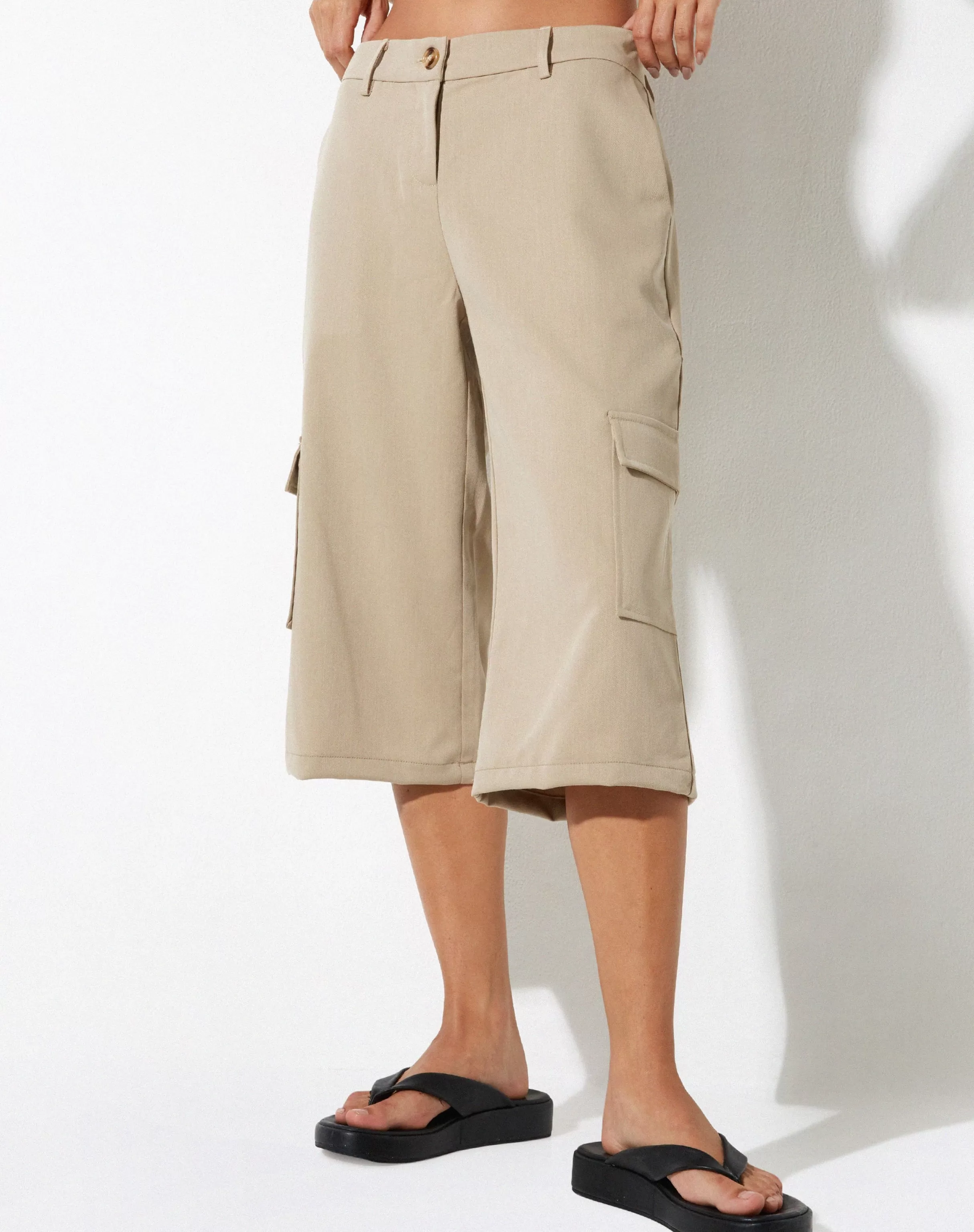 Store Yungmi Short In Soft Tailoring Tan SALE SKIRTS